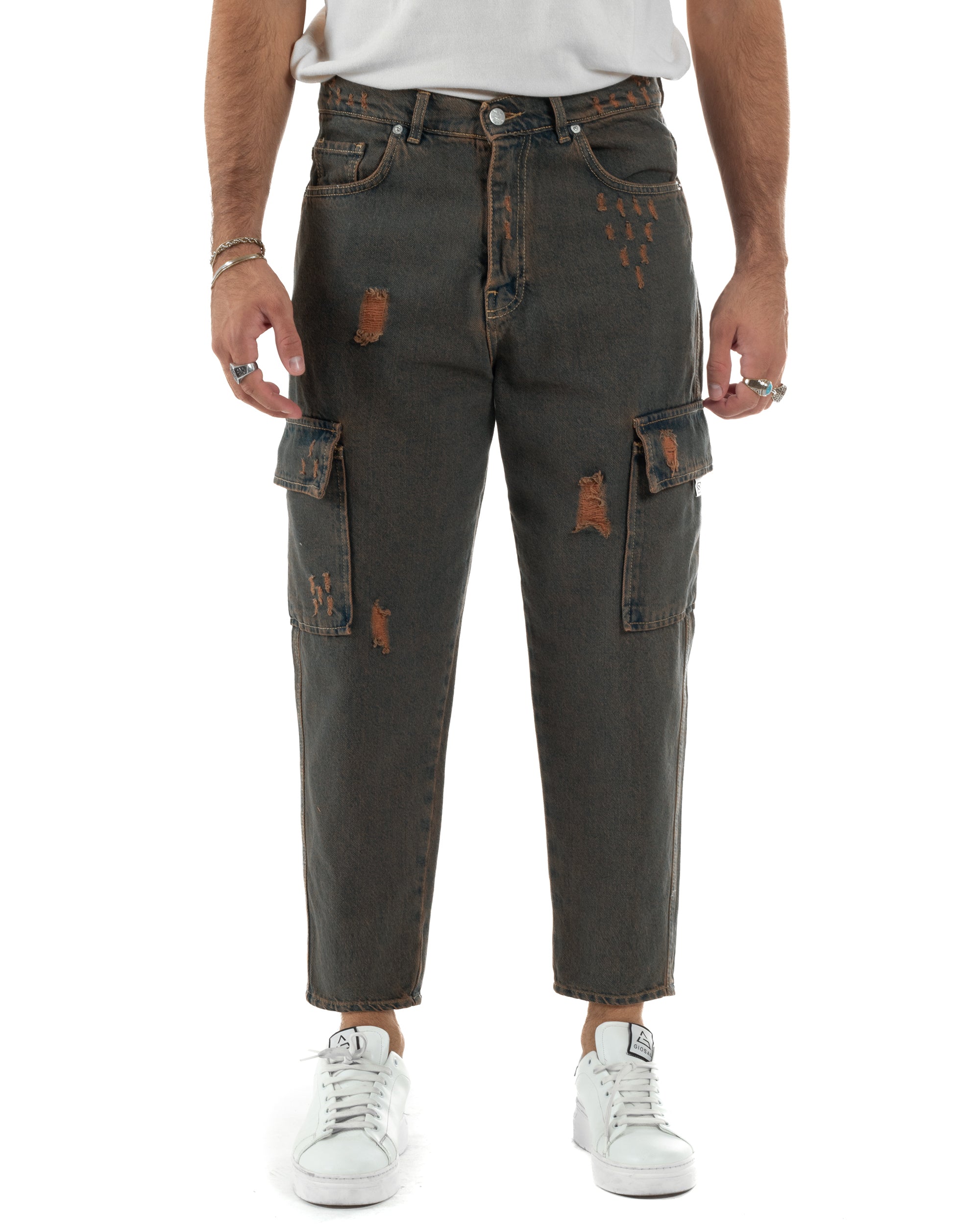Jeans Cargo Denim Sabbiato BlackSunday JS1147A