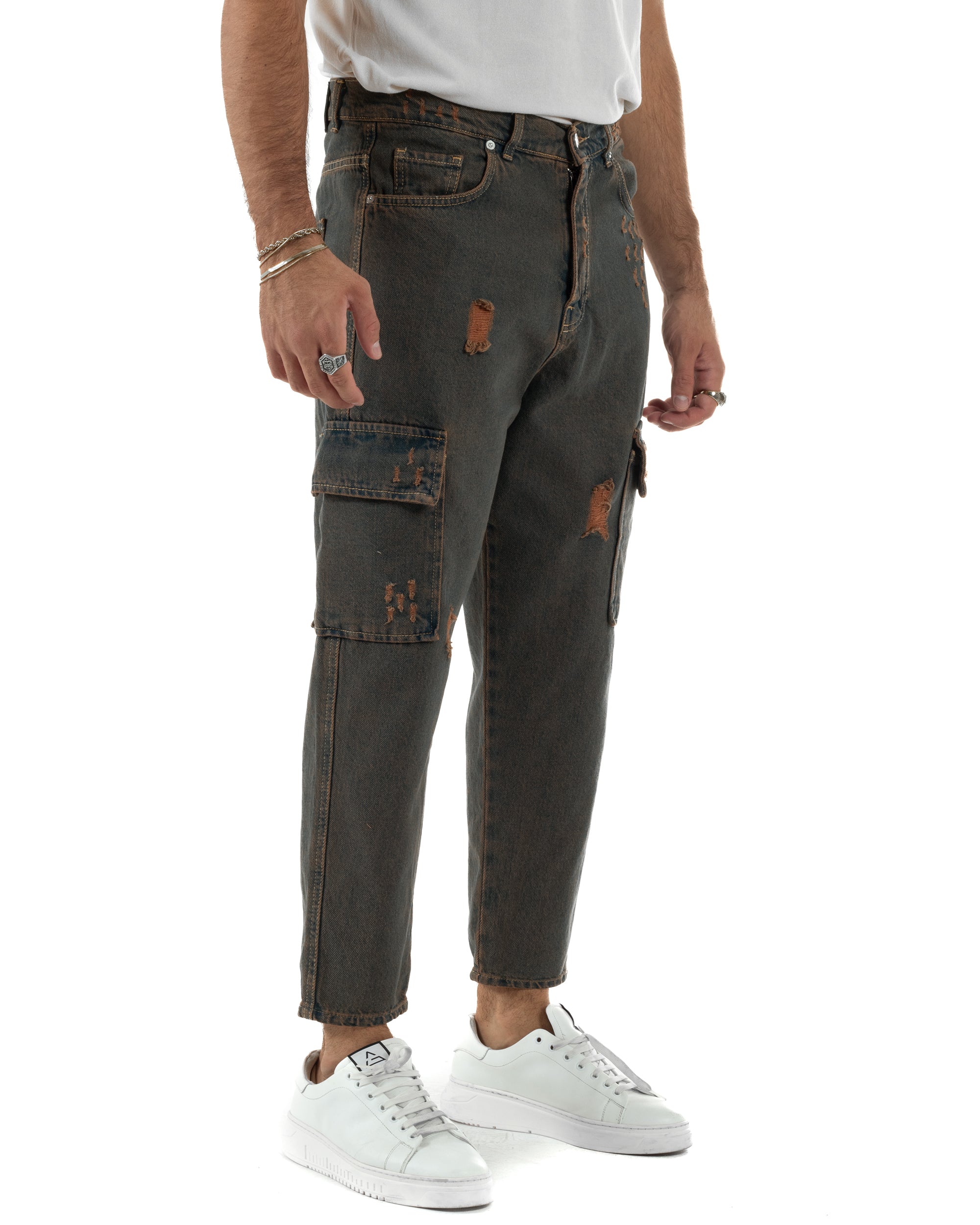 Jeans Cargo Denim Sabbiato BlackSunday JS1147A