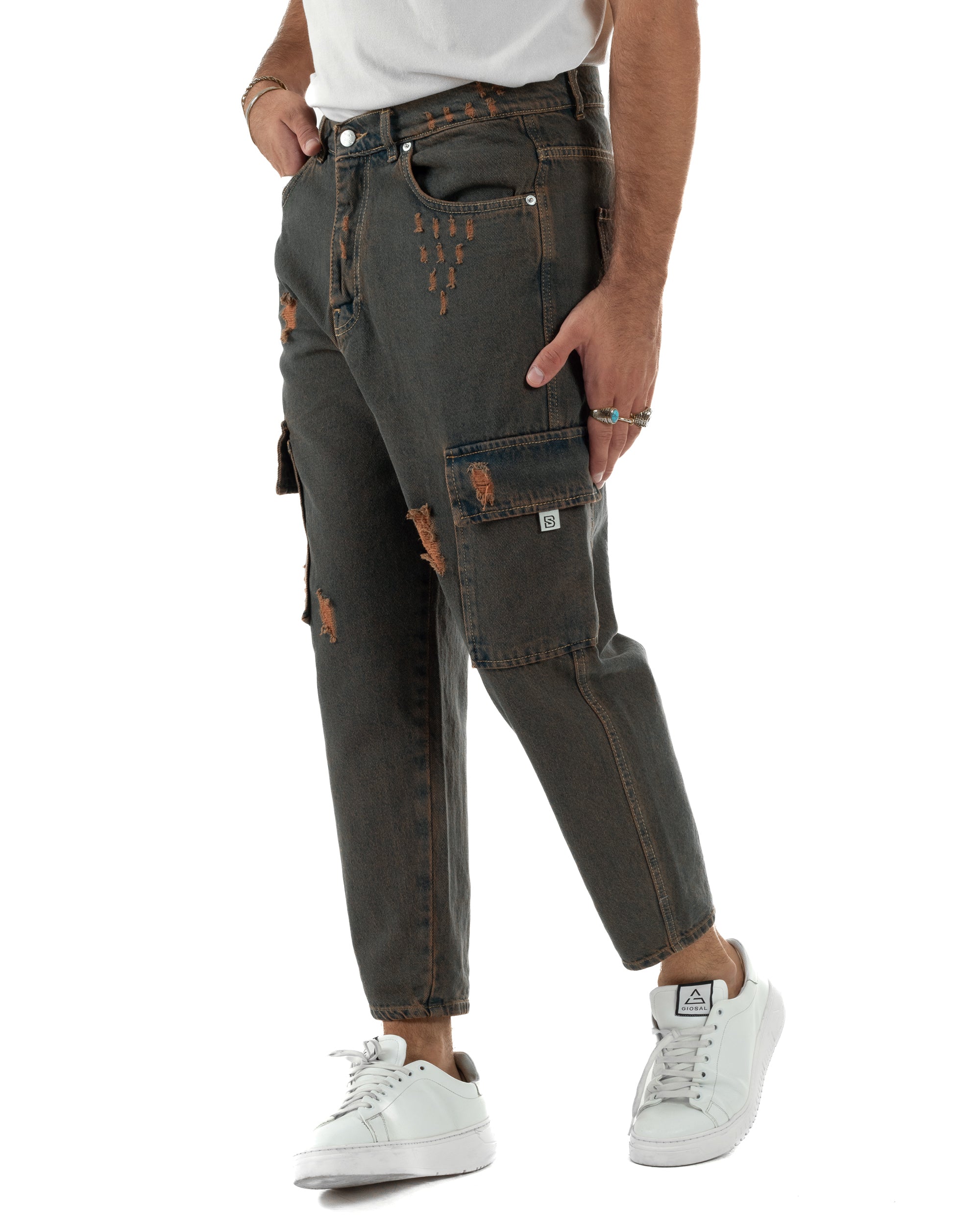 Jeans Cargo Denim Sabbiato BlackSunday JS1147A