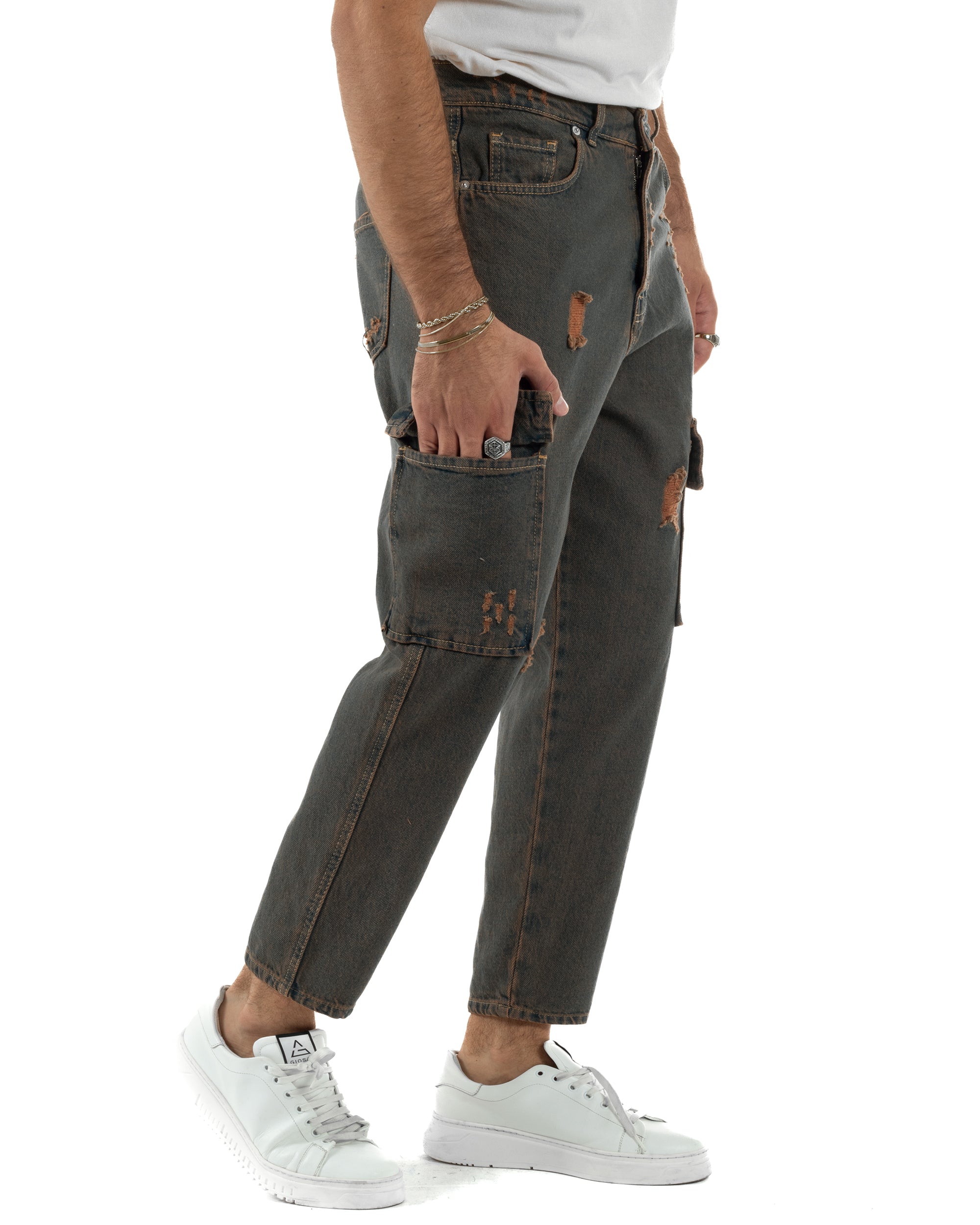 Jeans Cargo Denim Sabbiato BlackSunday JS1147A