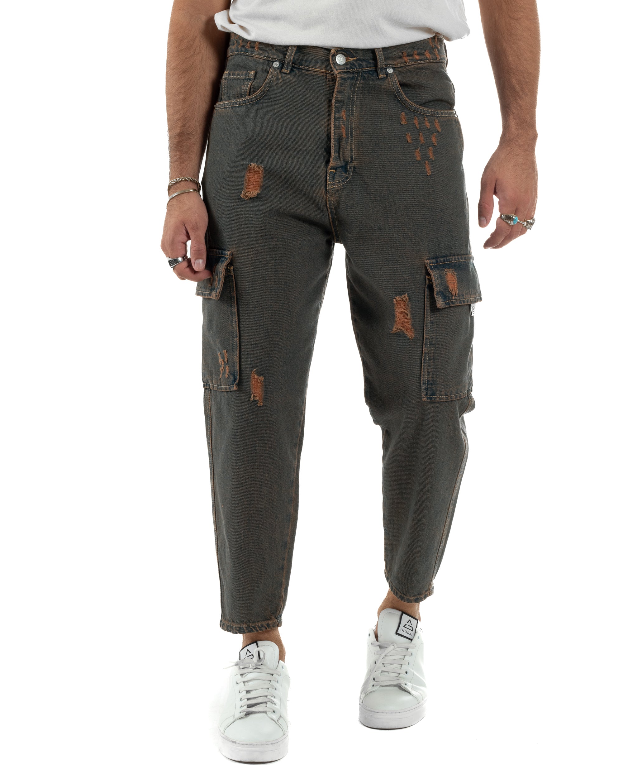 Jeans Cargo Denim Sabbiato BlackSunday JS1147A