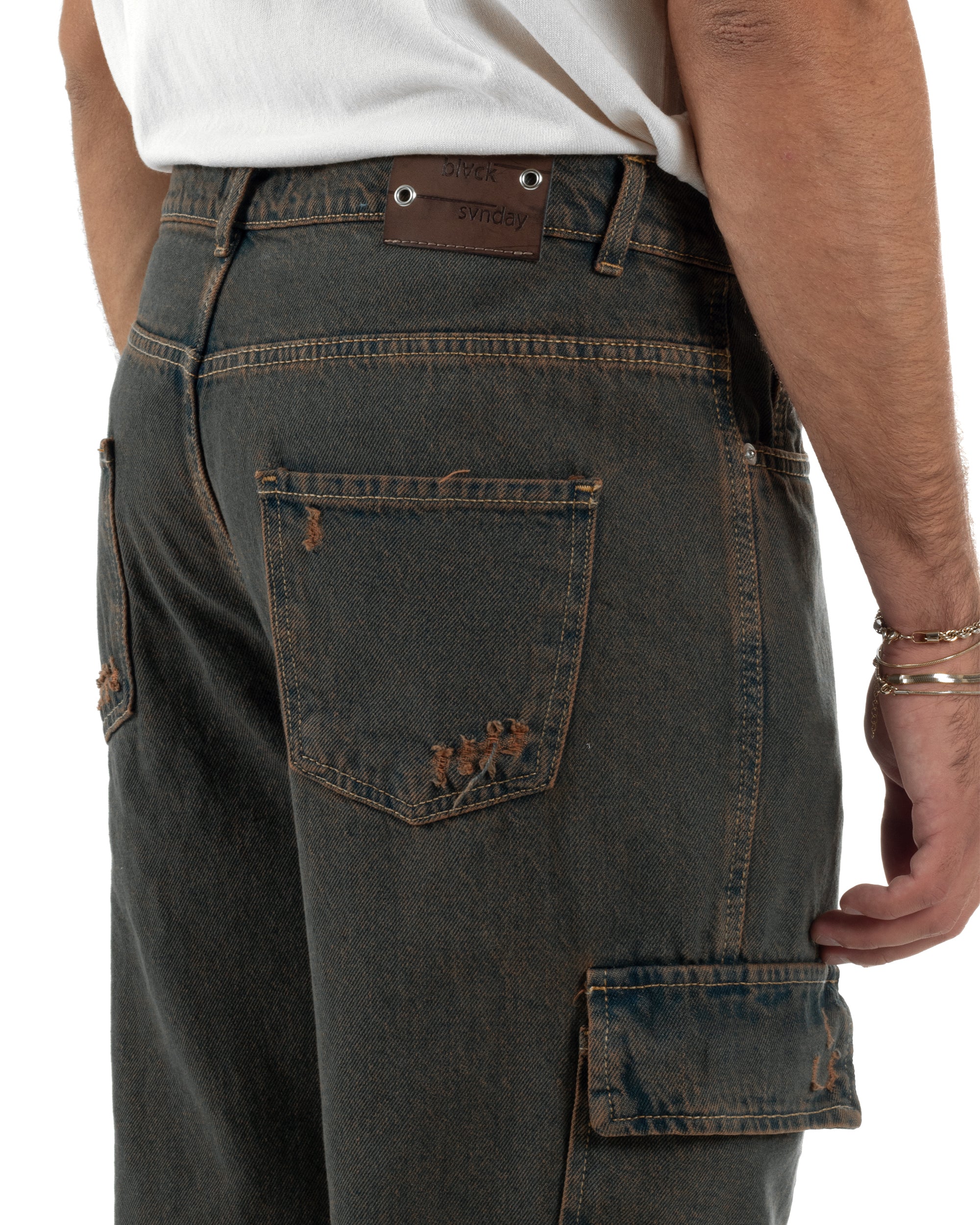 Jeans Cargo Denim Sabbiato BlackSunday JS1147A