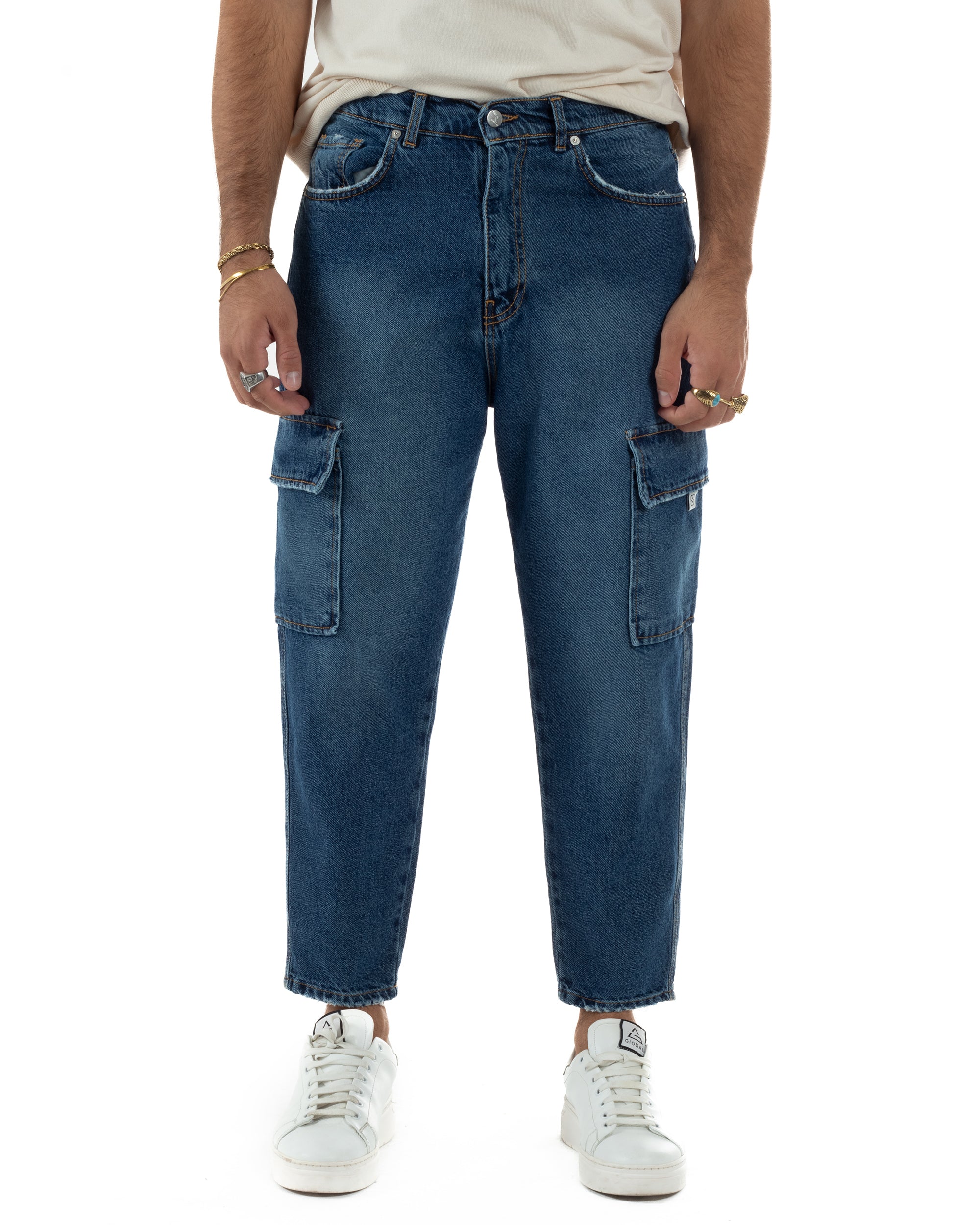 Jeans Cargo Denim Scuro BlackSunday JS1148A