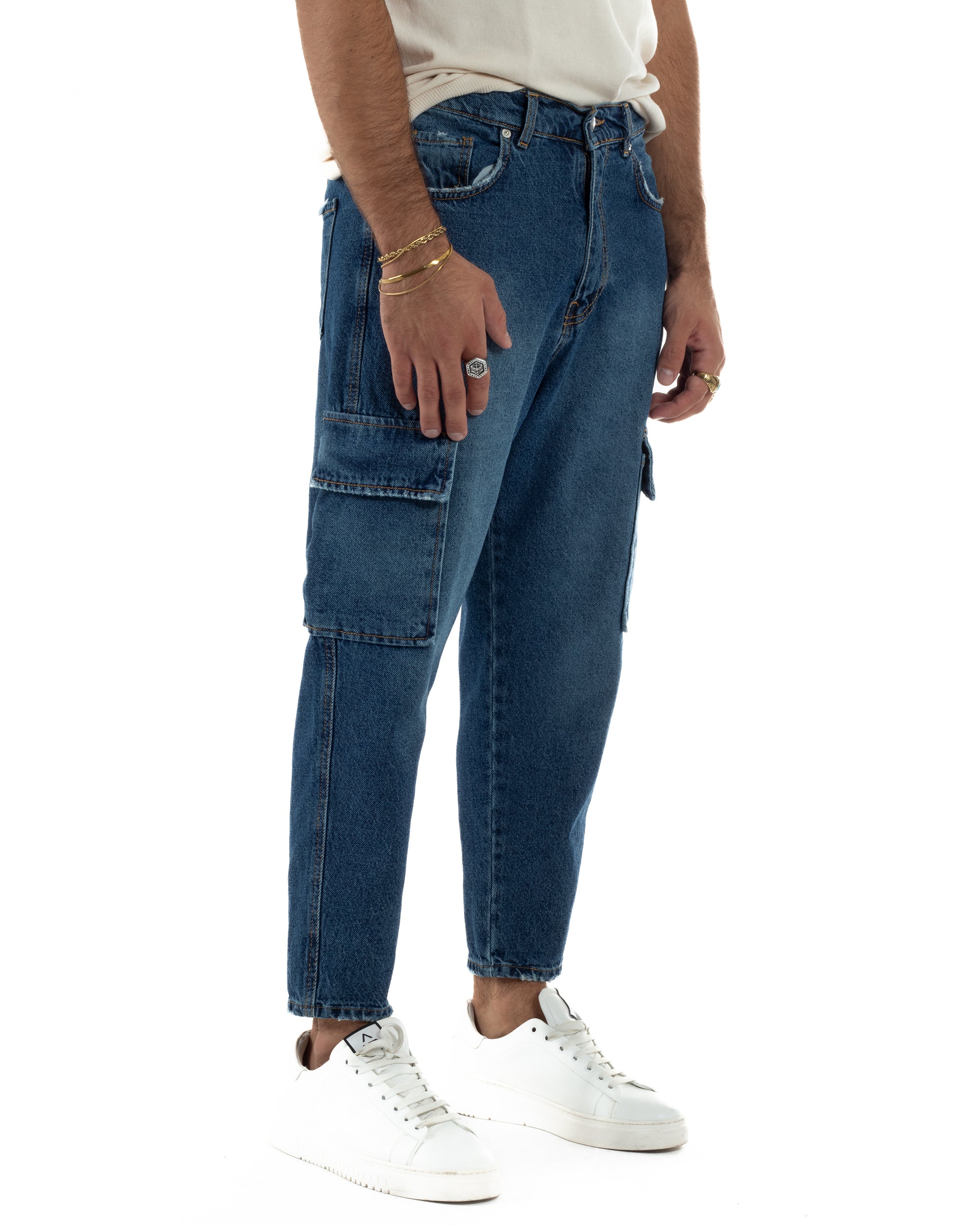 Jeans Cargo Denim Scuro BlackSunday JS1148A
