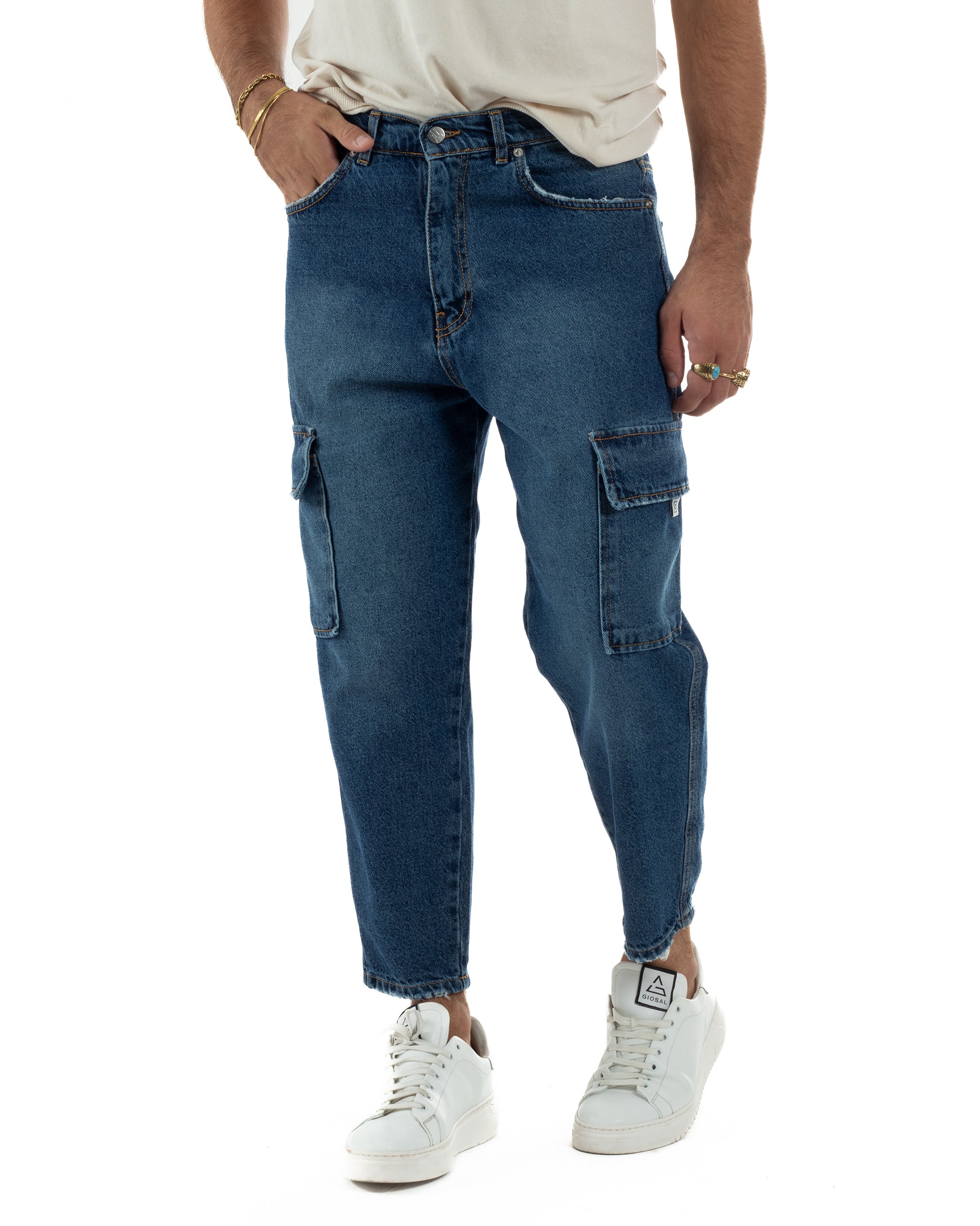 Jeans Cargo Denim Scuro BlackSunday JS1148A