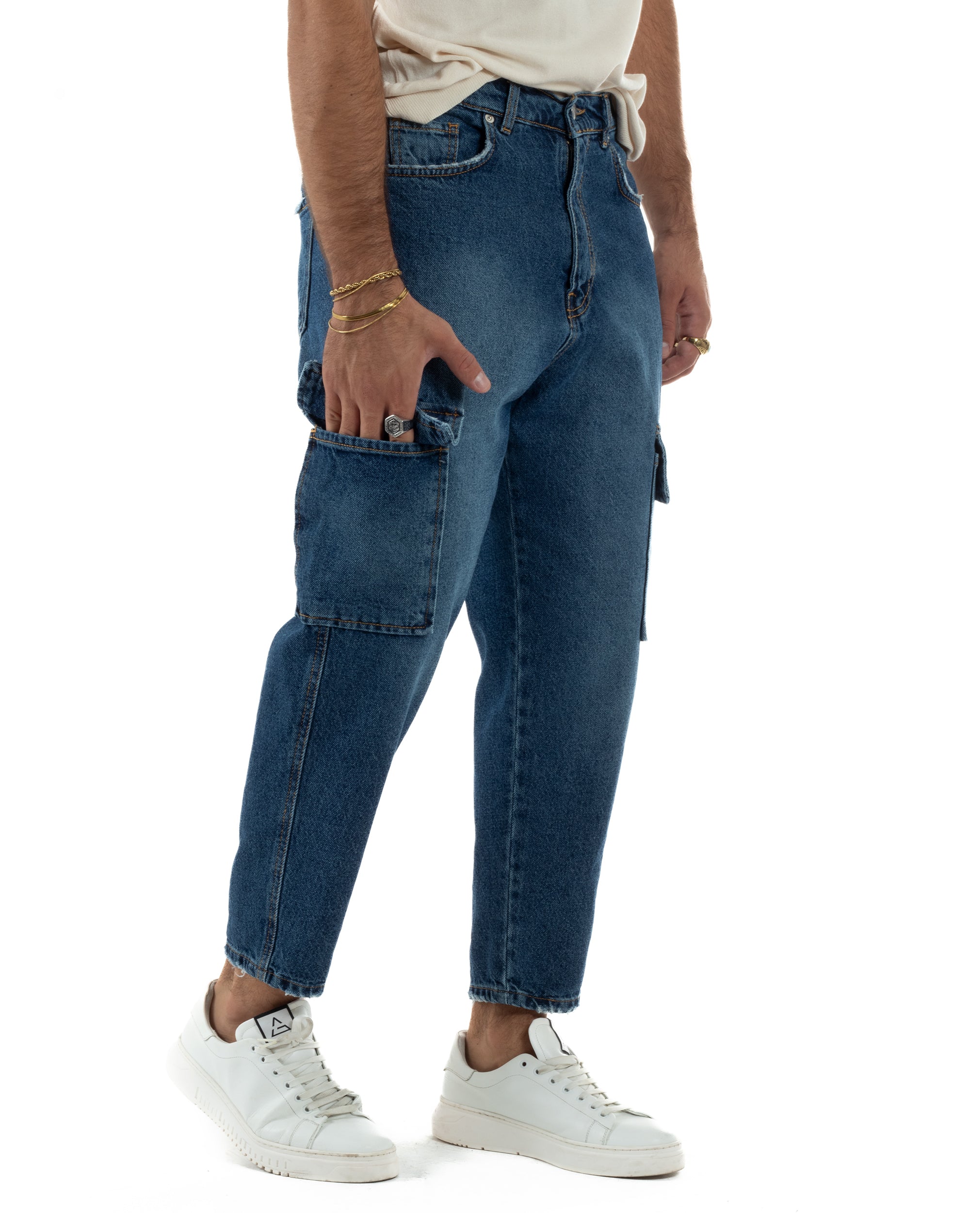 Jeans Cargo Denim Scuro BlackSunday JS1148A