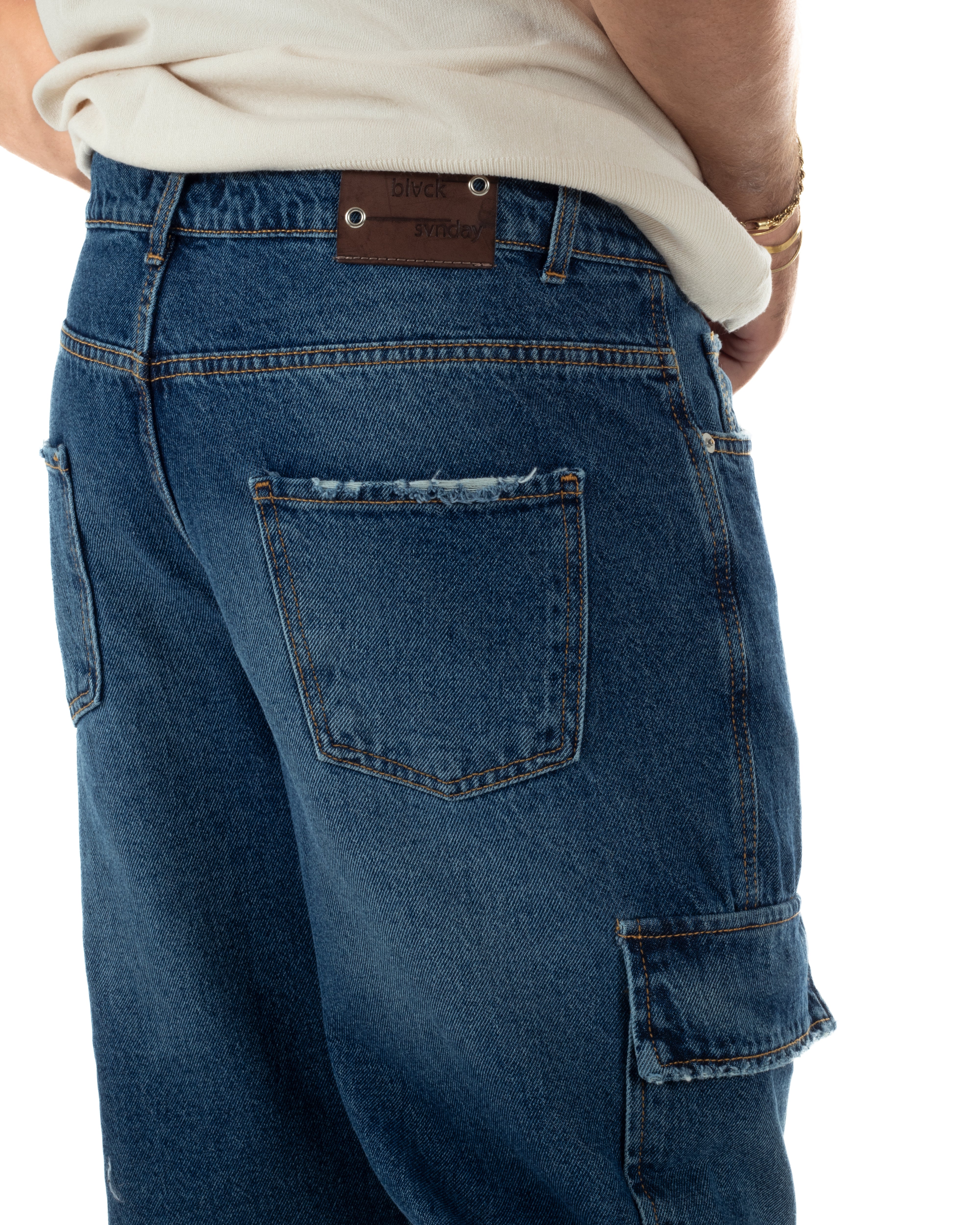 Jeans Cargo Denim Scuro BlackSunday JS1148A
