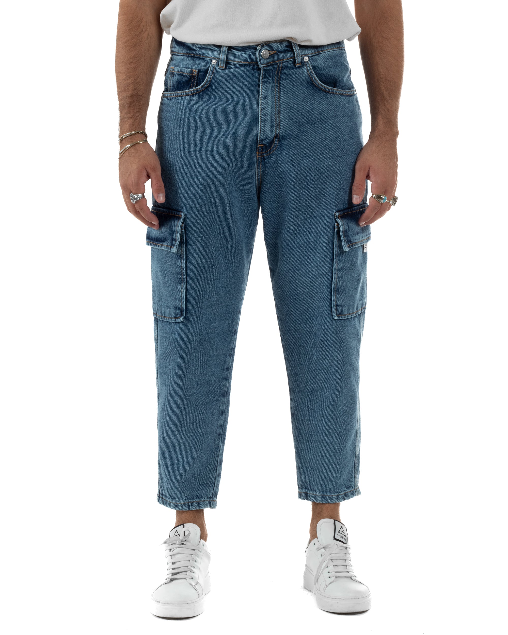 Jeans Cargo Denim Chiaro BlackSunday JS1149A