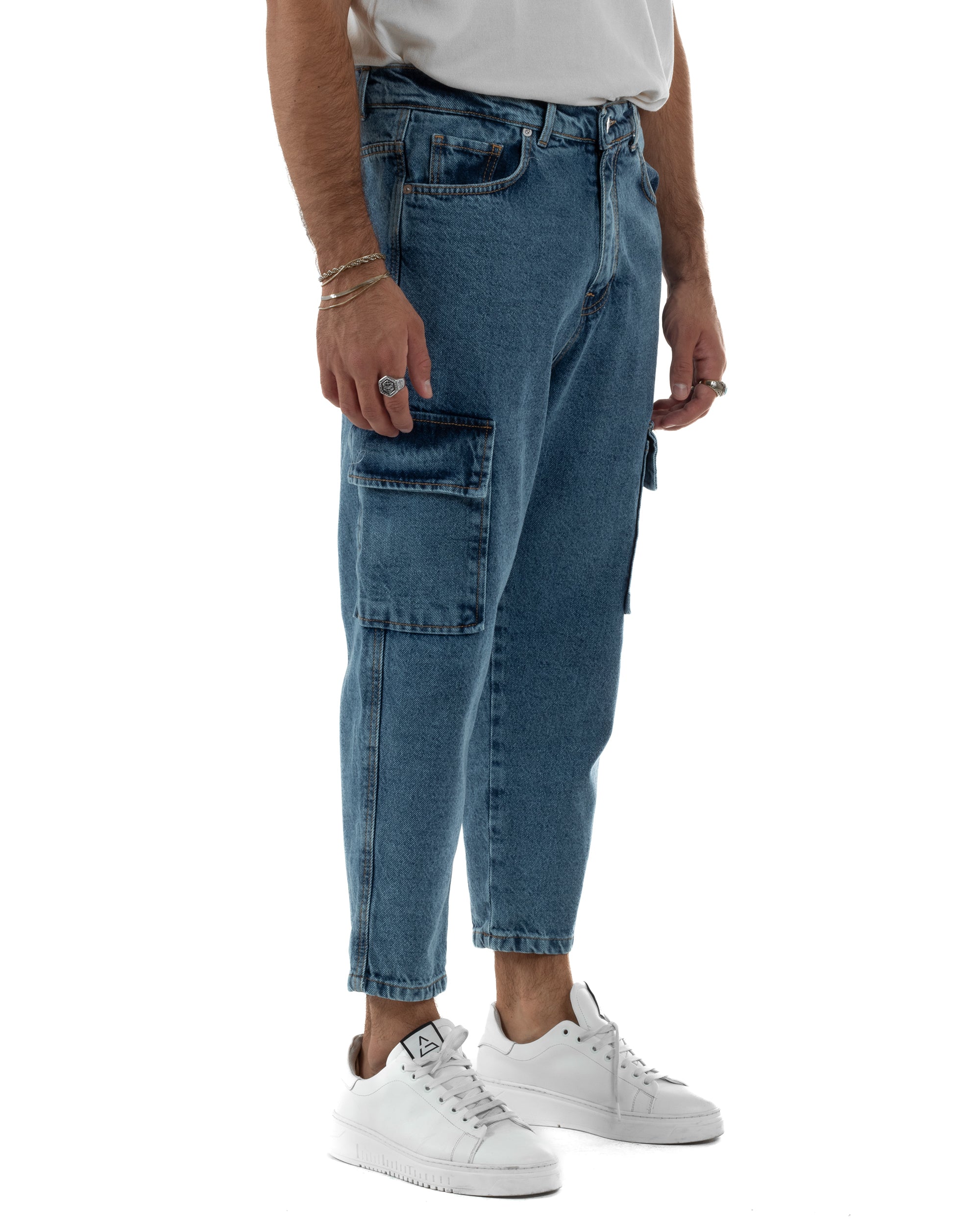 Jeans Cargo Denim Chiaro BlackSunday JS1149A