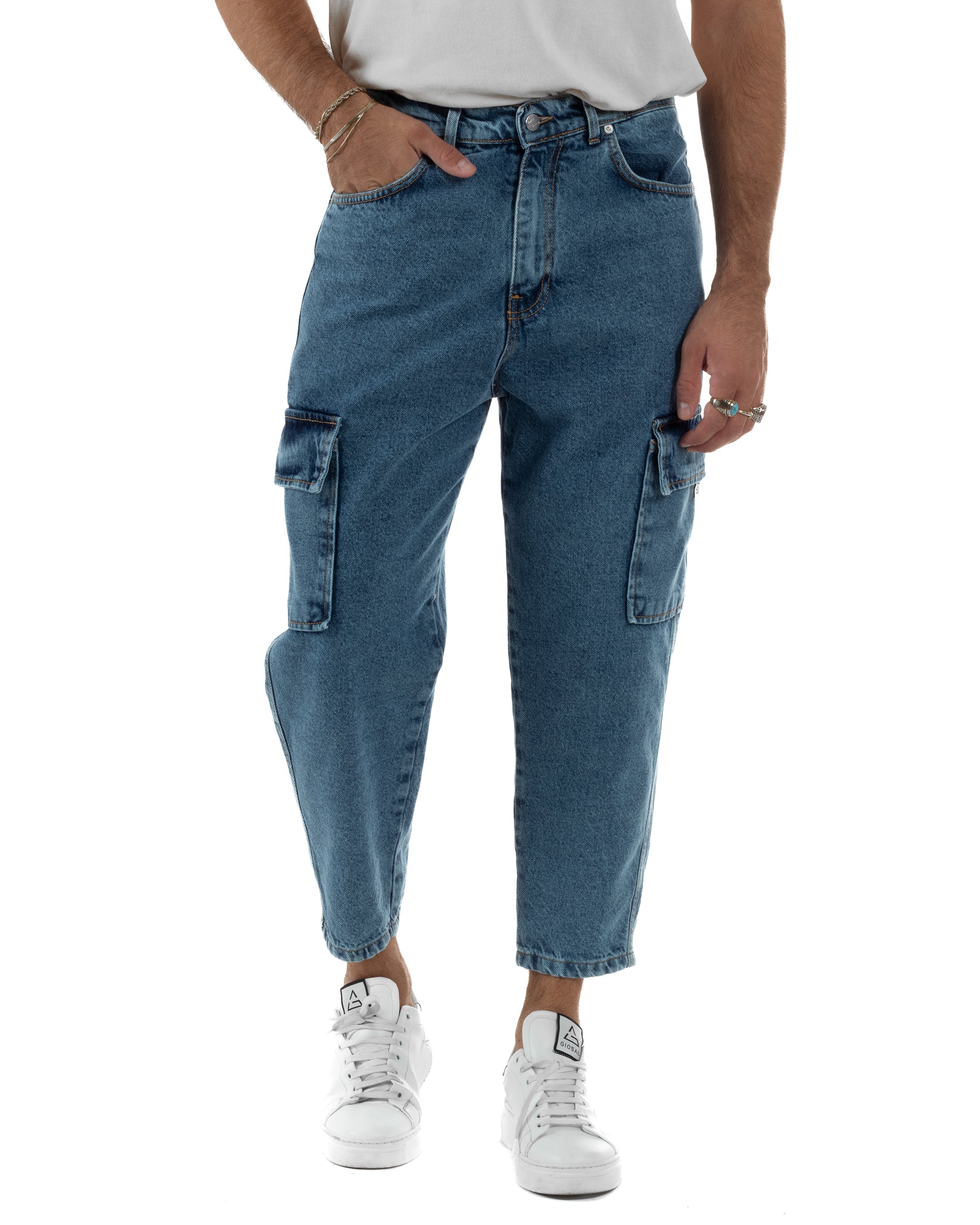 Jeans Cargo Denim Chiaro BlackSunday JS1149A