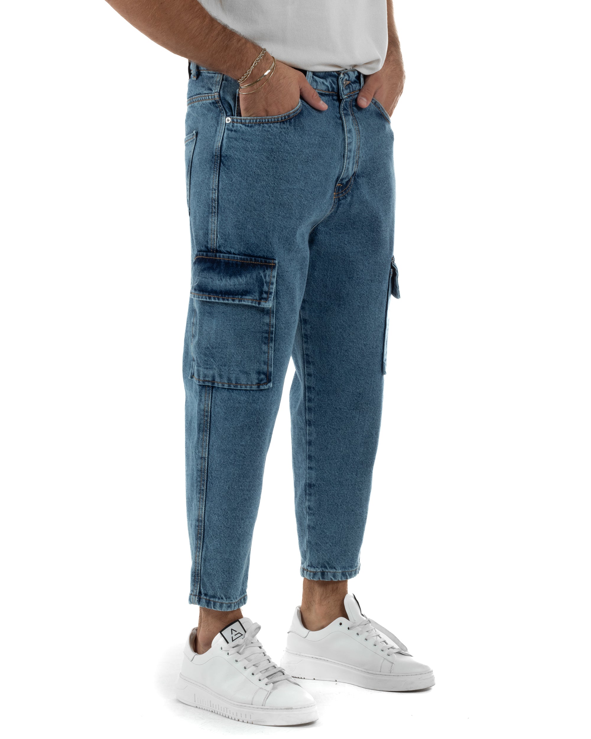 Jeans Cargo Denim Chiaro BlackSunday JS1149A