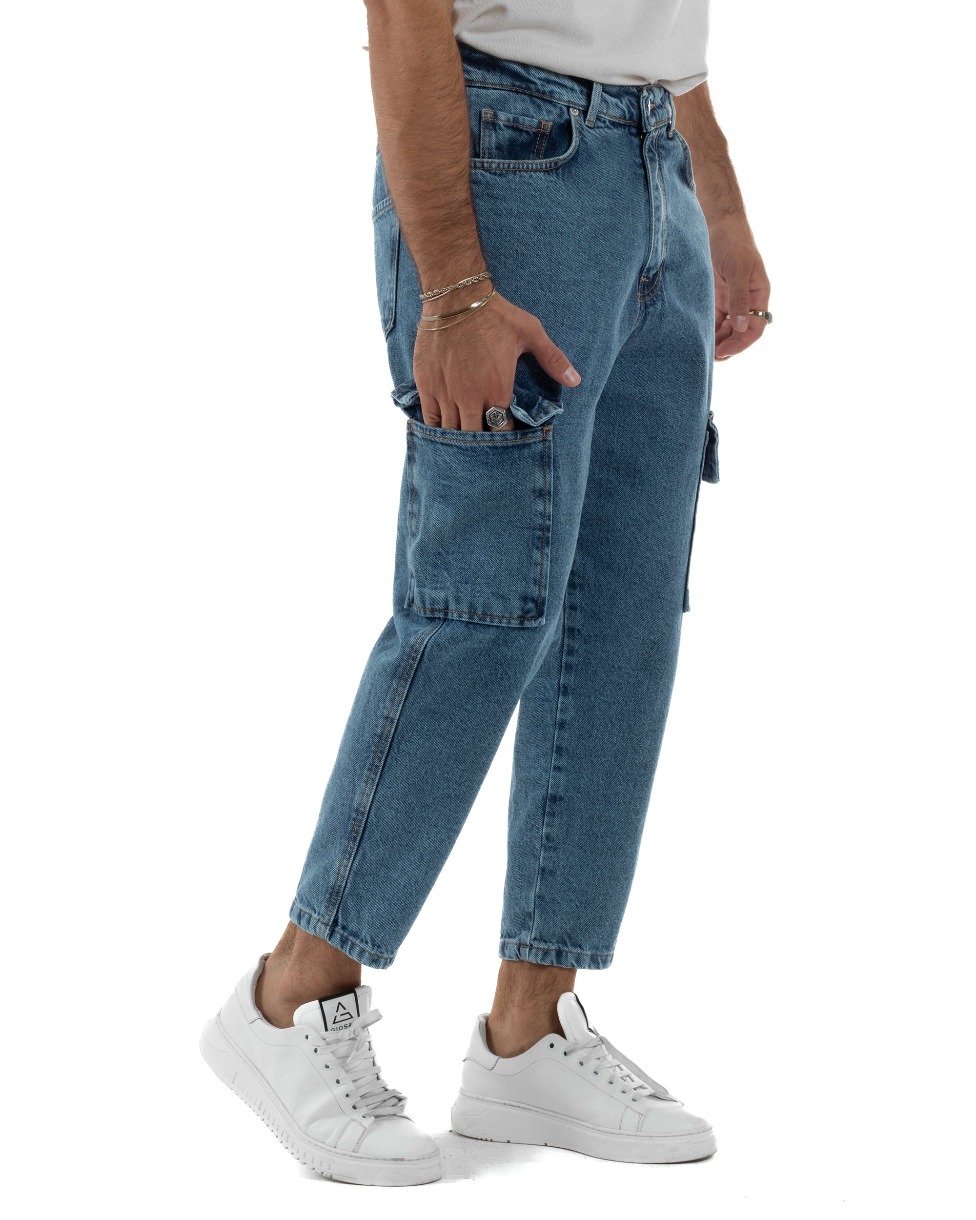 Jeans Cargo Denim Chiaro BlackSunday JS1149A