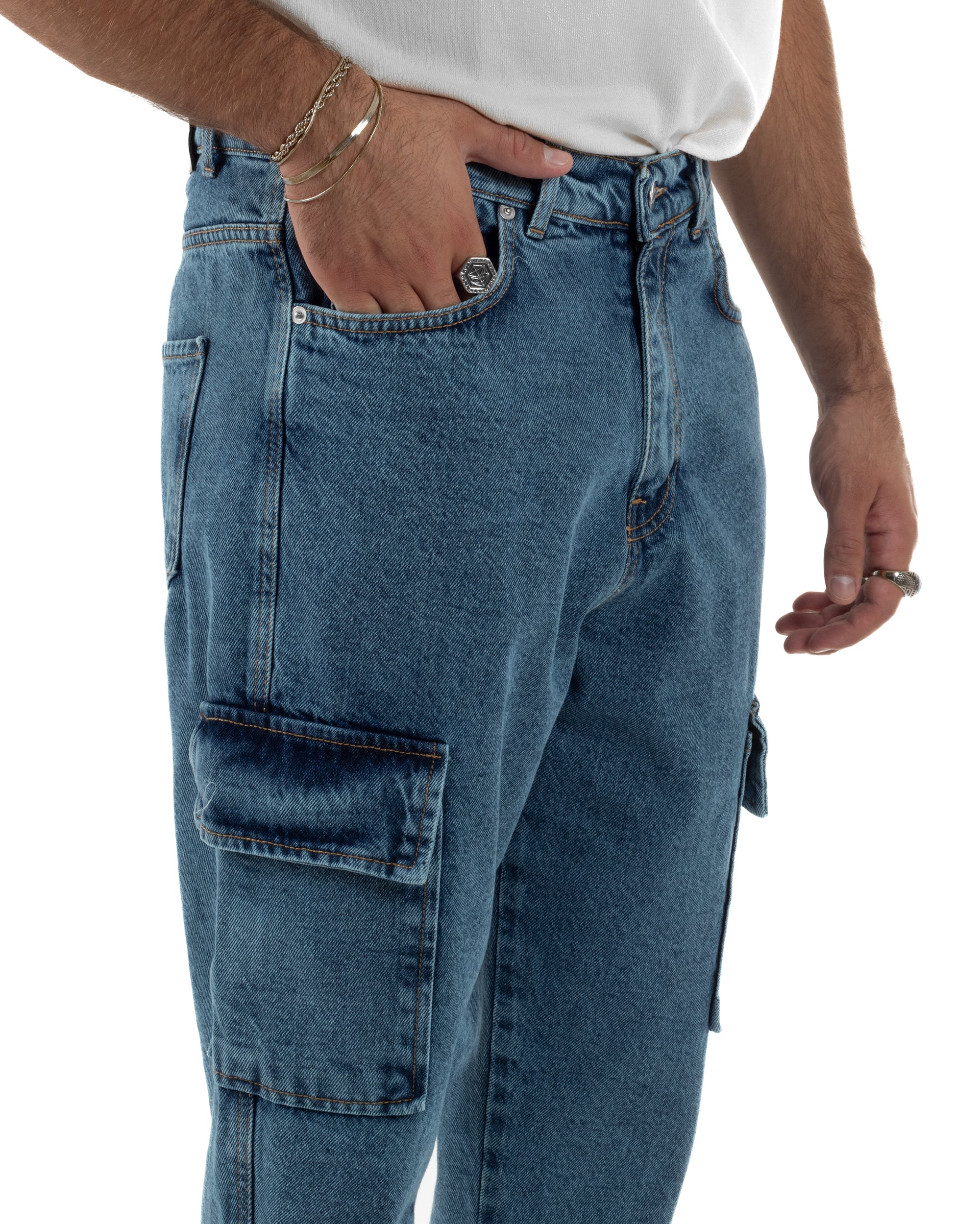 Jeans Cargo Denim Chiaro BlackSunday JS1149A