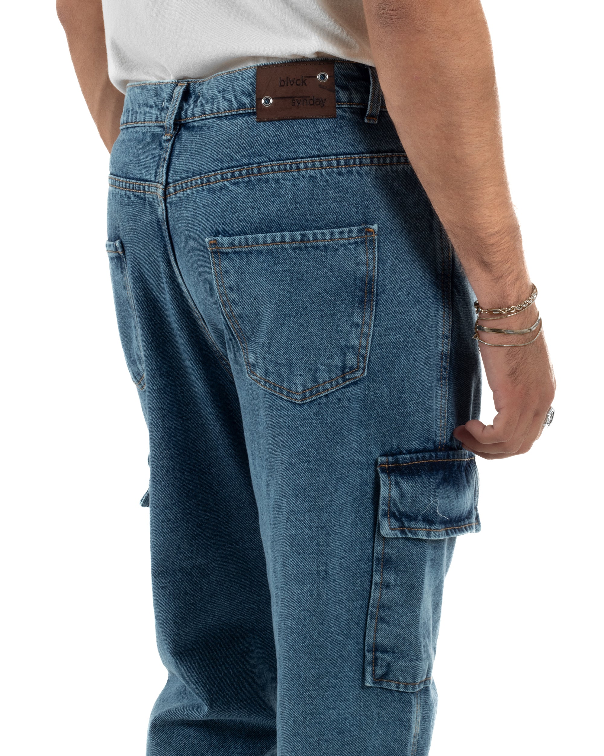 Jeans Cargo Denim Chiaro BlackSunday JS1149A