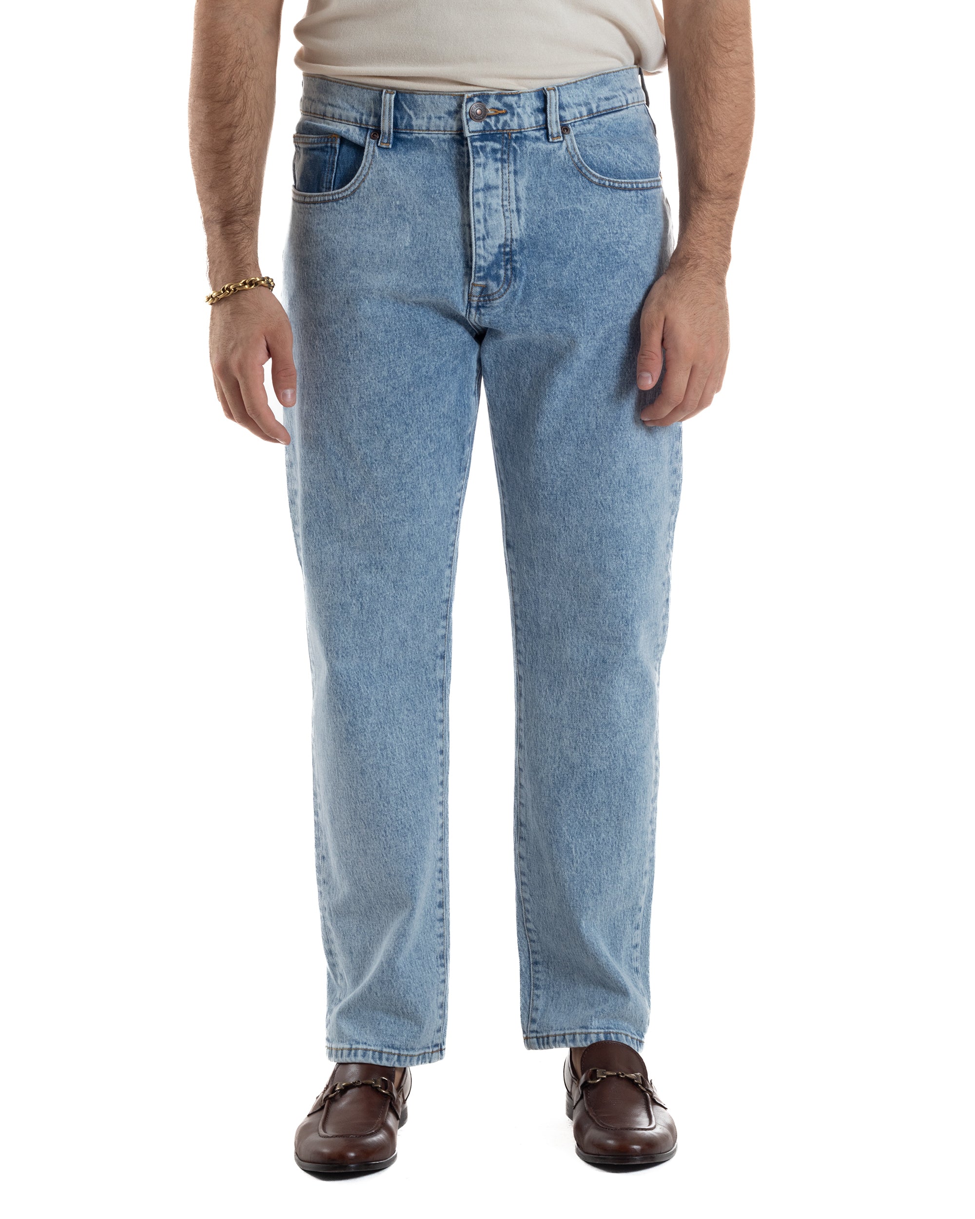 Jeans Uomo Pantaloni Regular Fit Basic Denim Chiaro Over-D OC1F2W5D21