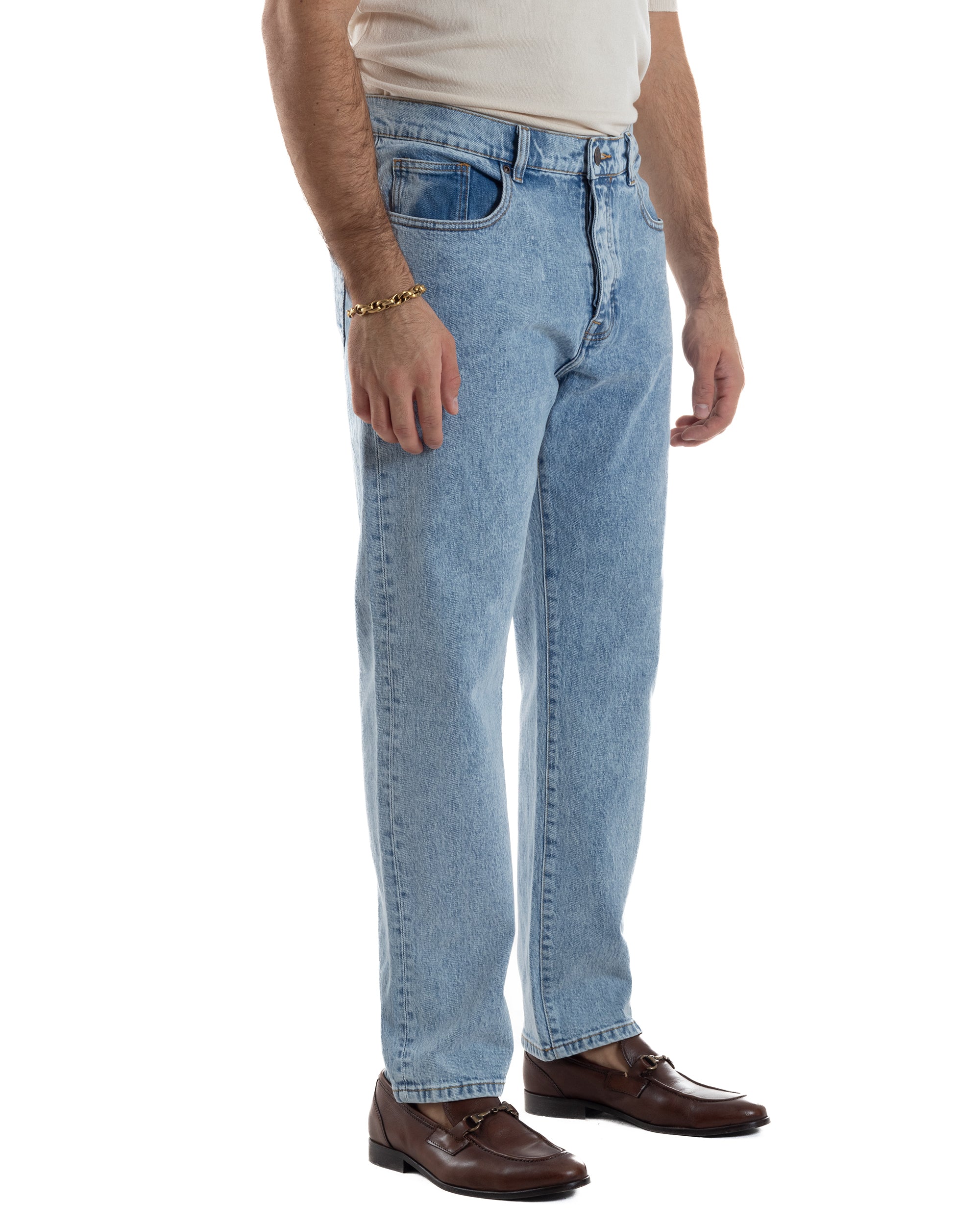 Jeans Uomo Pantaloni Regular Fit Basic Denim Chiaro Over-D OC1F2W5D21