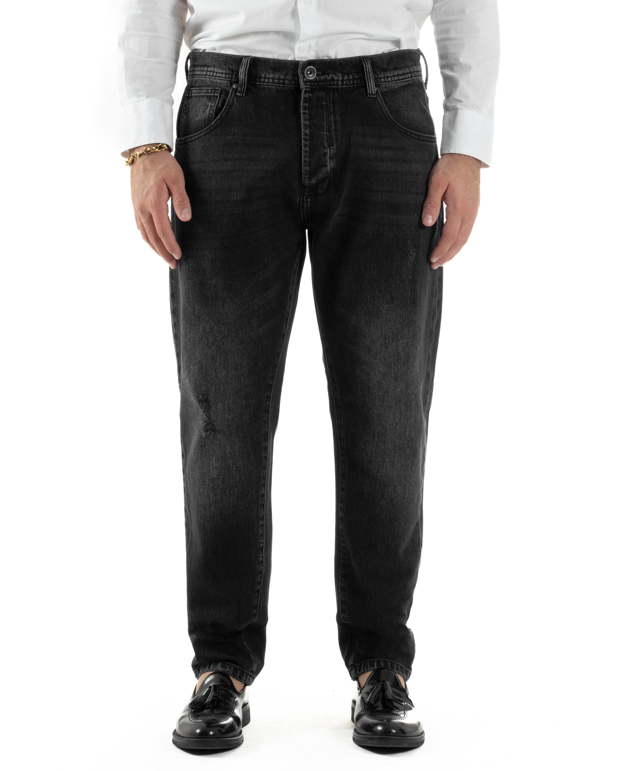 Jeans Uomo Pantaloni Slim Fit Basic Denim Scuro Nero Over-D OC1F2W5D05