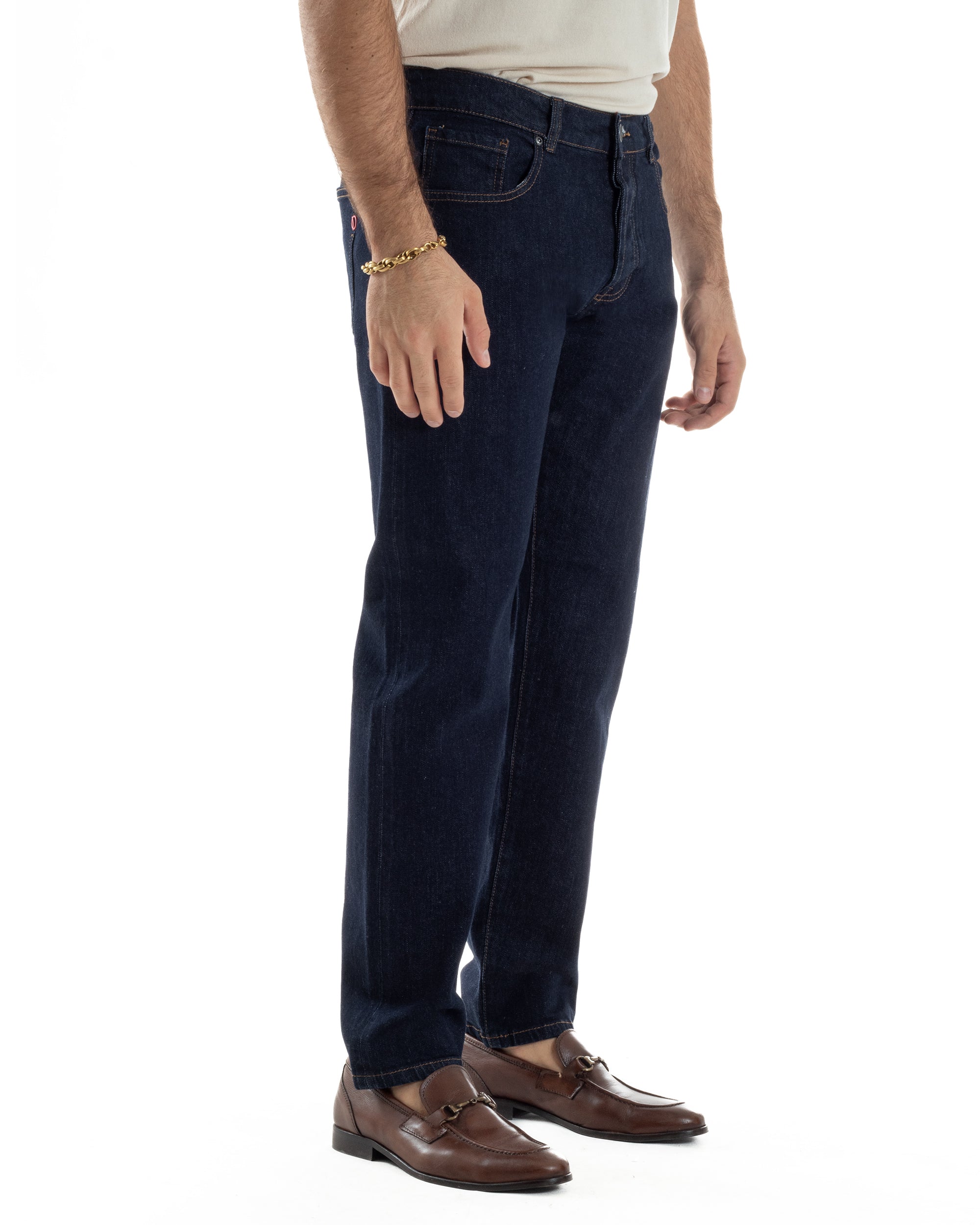 Jeans Uomo Pantaloni Regular Fit Basic Denim Scuro Blu Over-D OC1F2W5D10