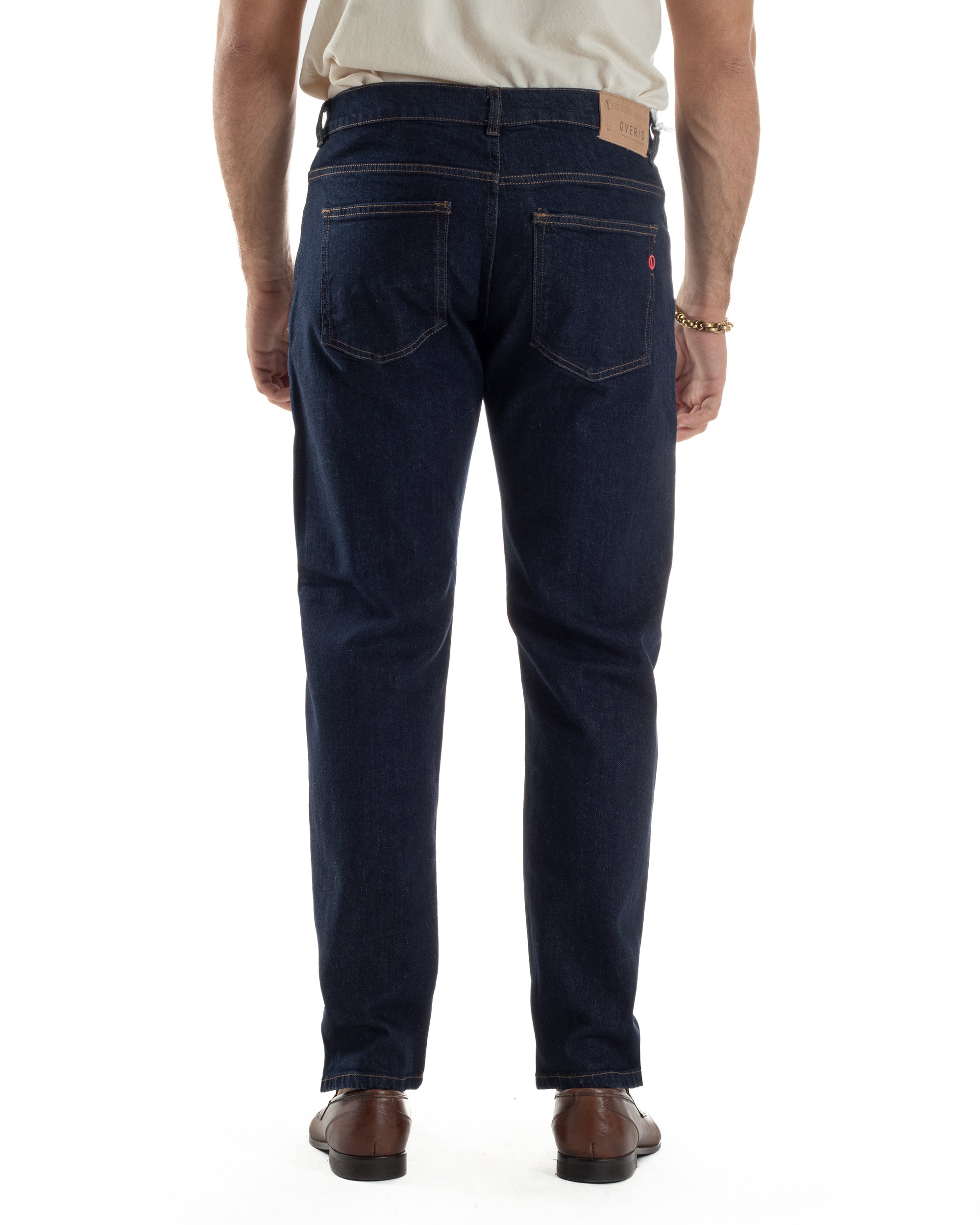 Jeans Uomo Pantaloni Regular Fit Basic Denim Scuro Blu Over-D OC1F2W5D10