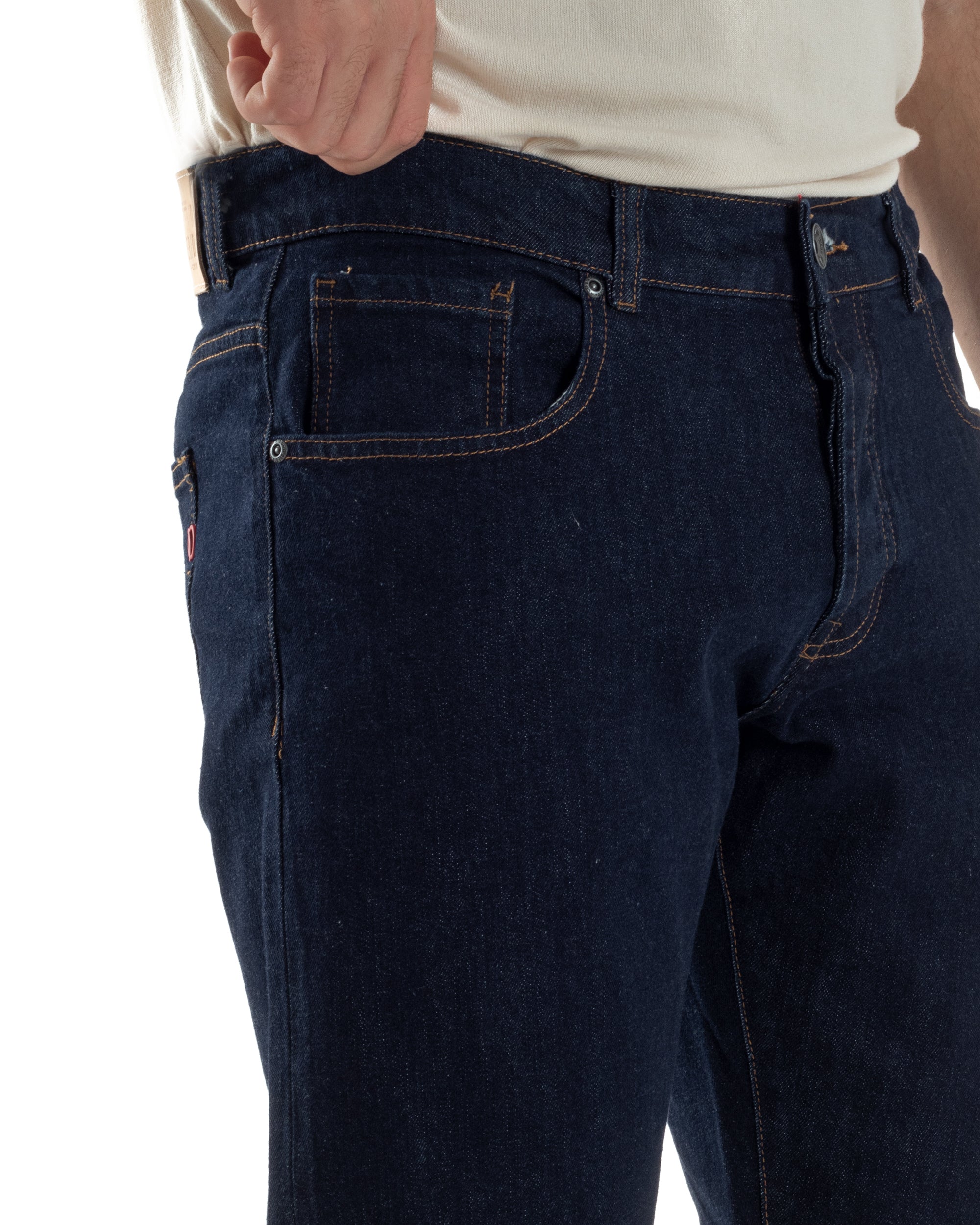 Jeans Uomo Pantaloni Regular Fit Basic Denim Scuro Blu Over-D OC1F2W5D10