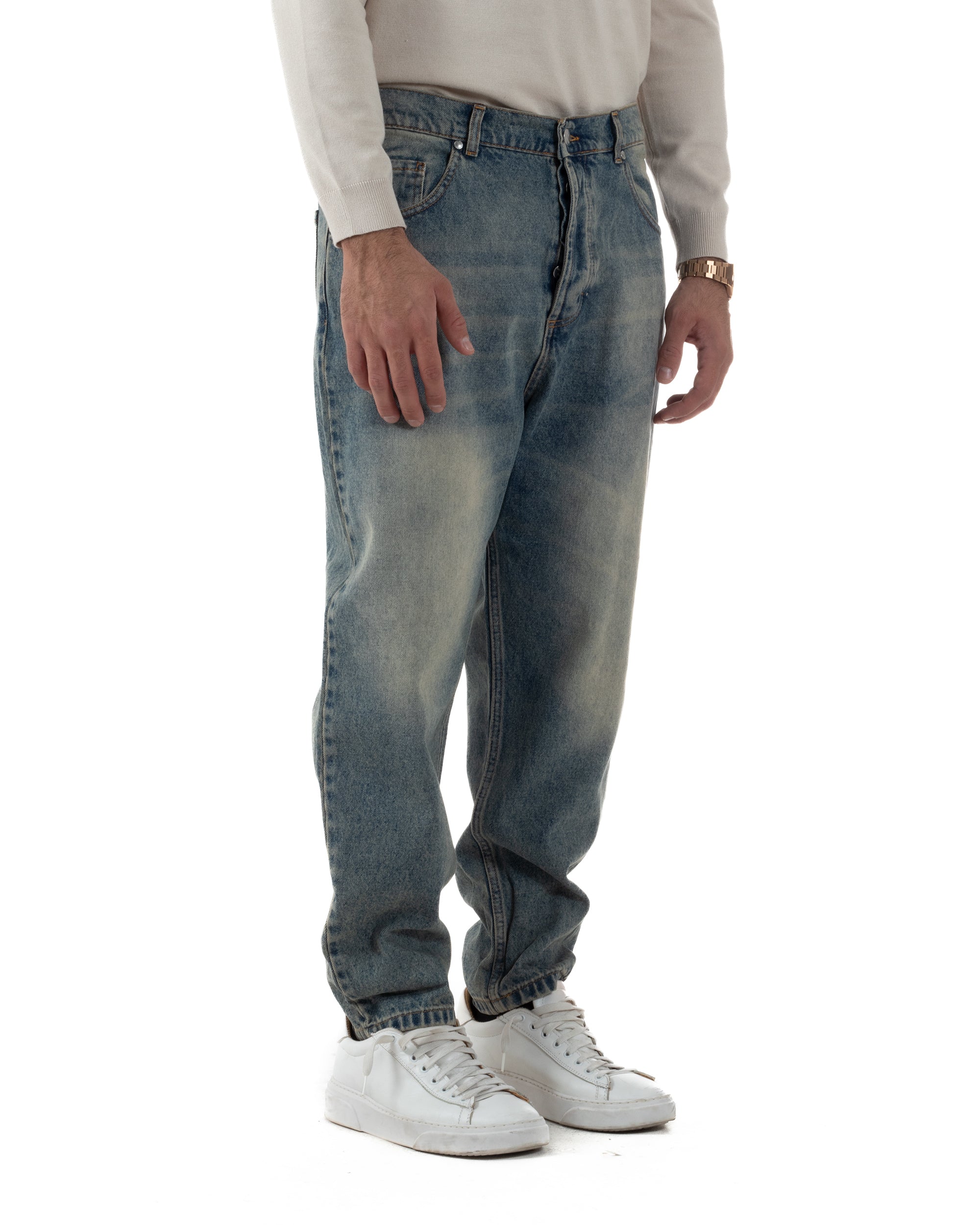 Jeans Uomo Denim Sabbiato Balloon Baggy Fit BlackSunday JS1171A