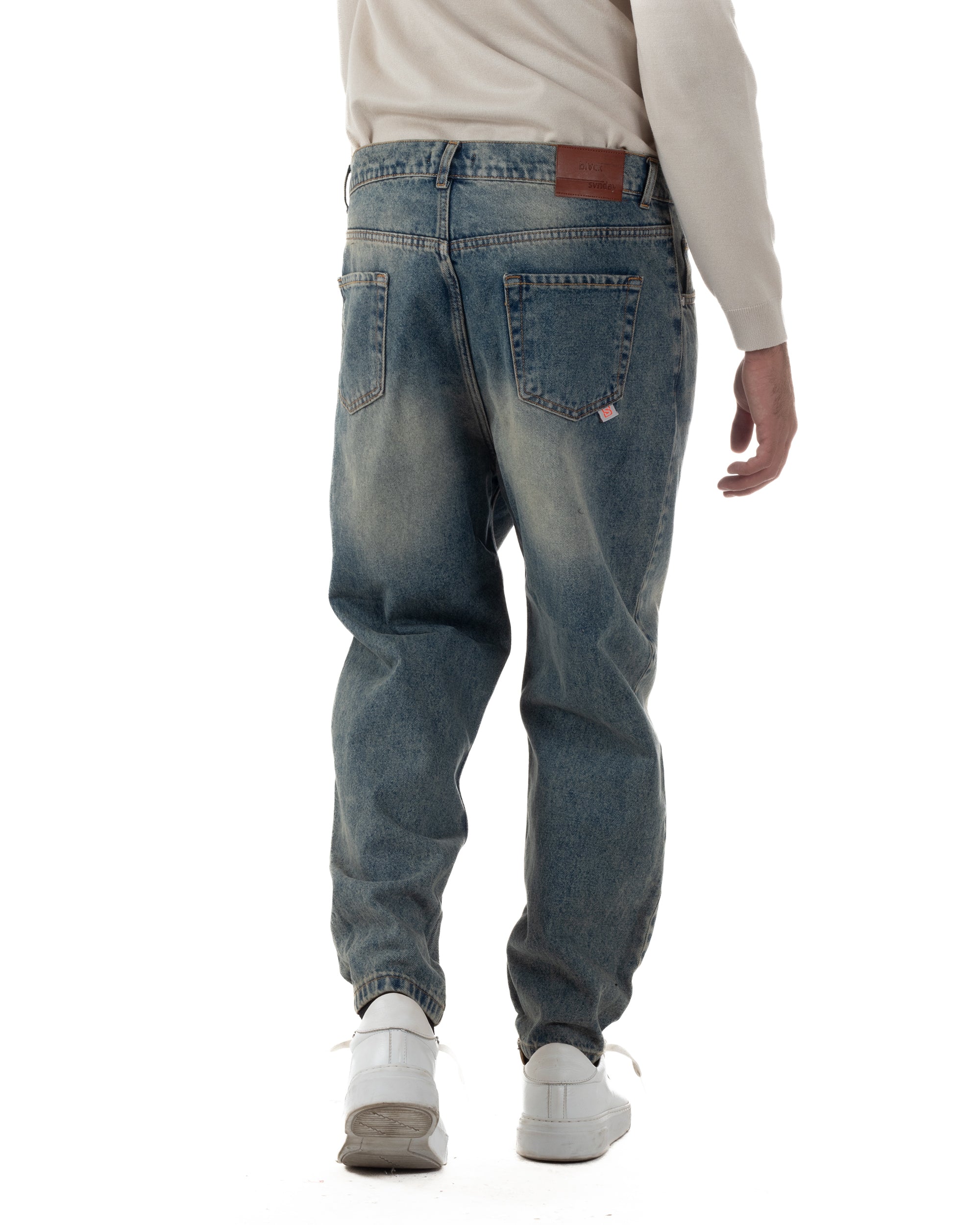 Jeans Uomo Denim Sabbiato Balloon Baggy Fit BlackSunday JS1171A