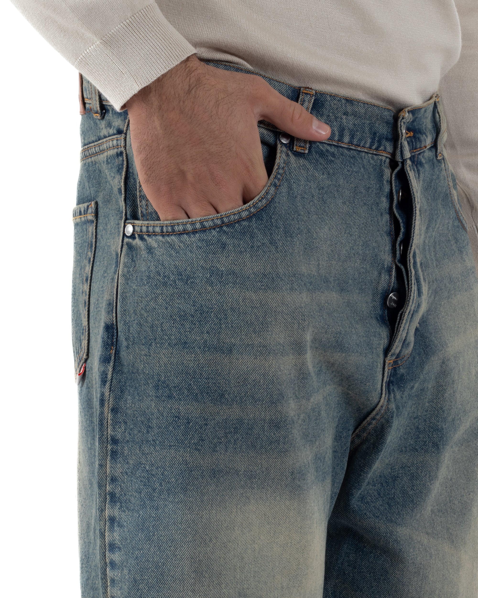 Jeans Uomo Denim Sabbiato Balloon Baggy Fit BlackSunday JS1171A