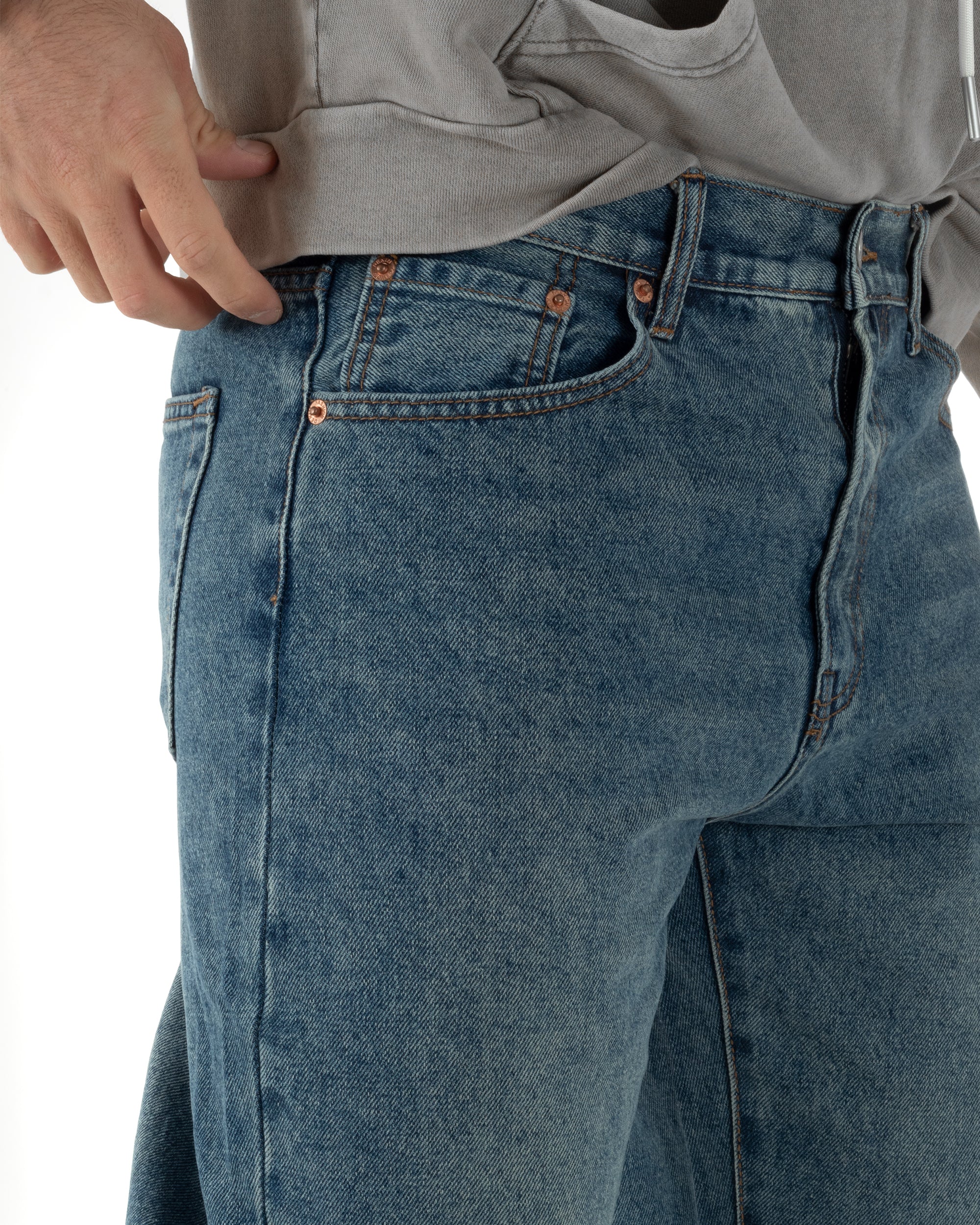 Jeans Uomo Baggy Fit Cinque Tasche Basic Denim JS1173A