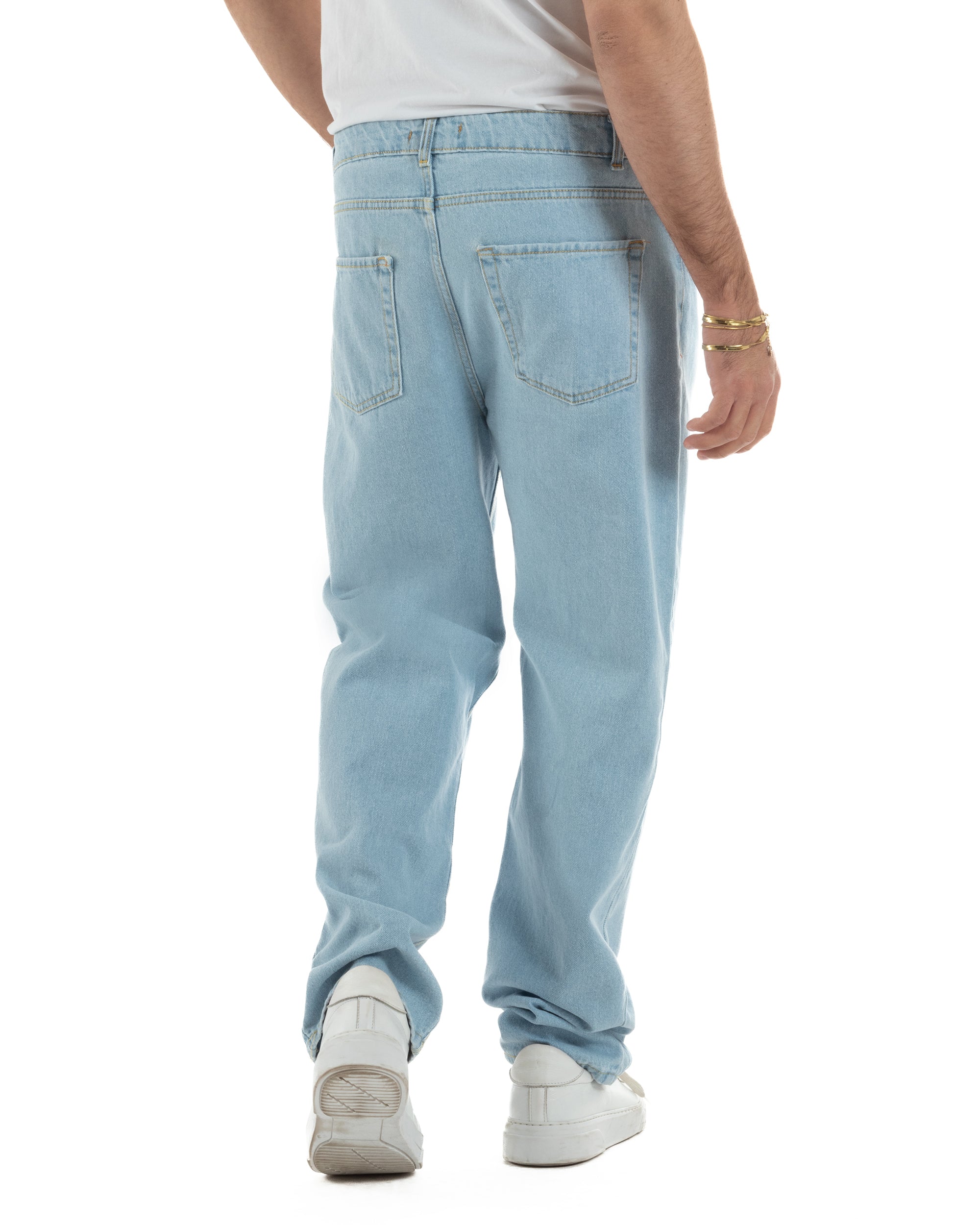 Jeans uomo cinque tasche baggy fit basic cotone denim chiaro GIOSAL-JS1187A