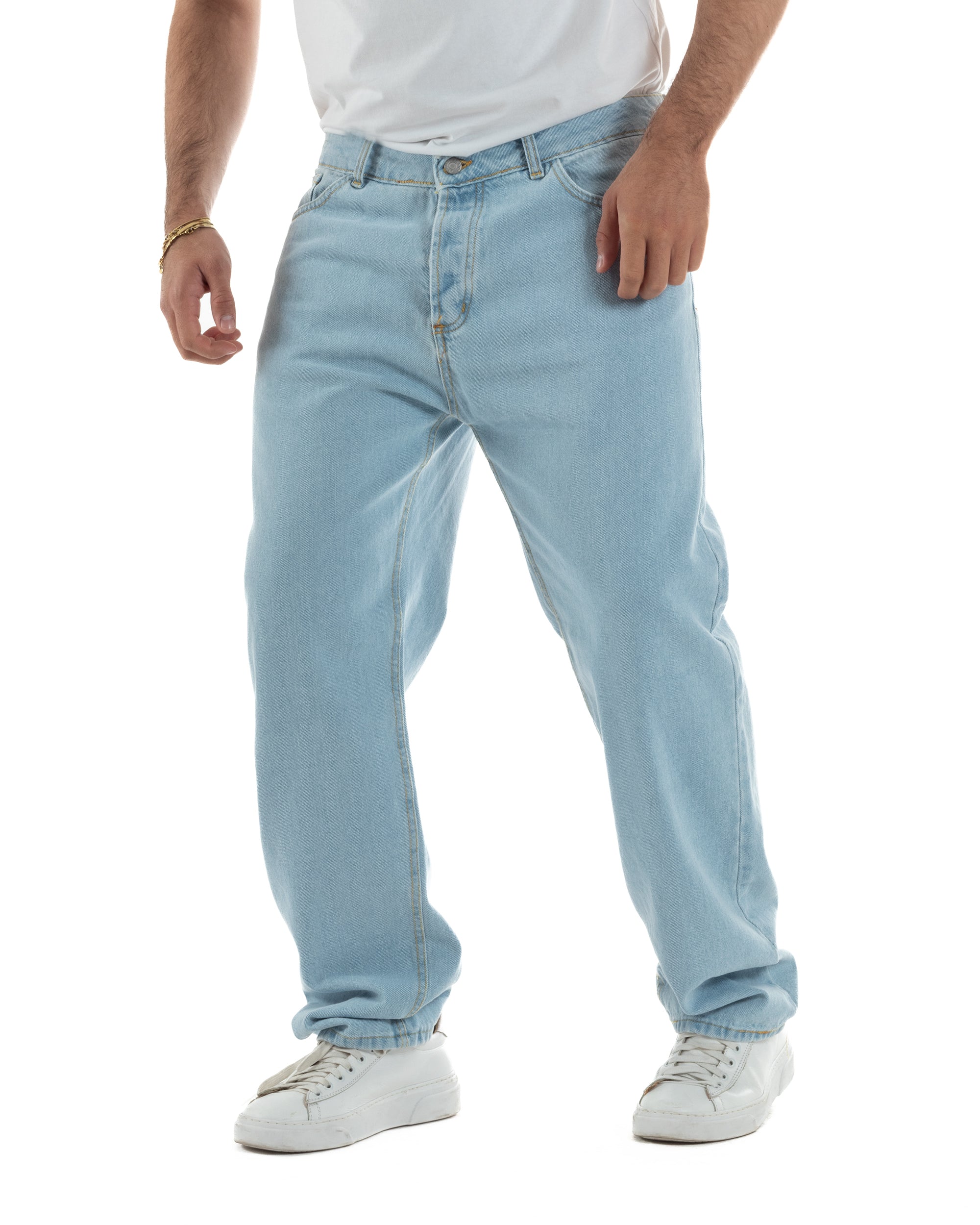 Jeans uomo cinque tasche baggy fit basic cotone denim chiaro GIOSAL-JS1187A