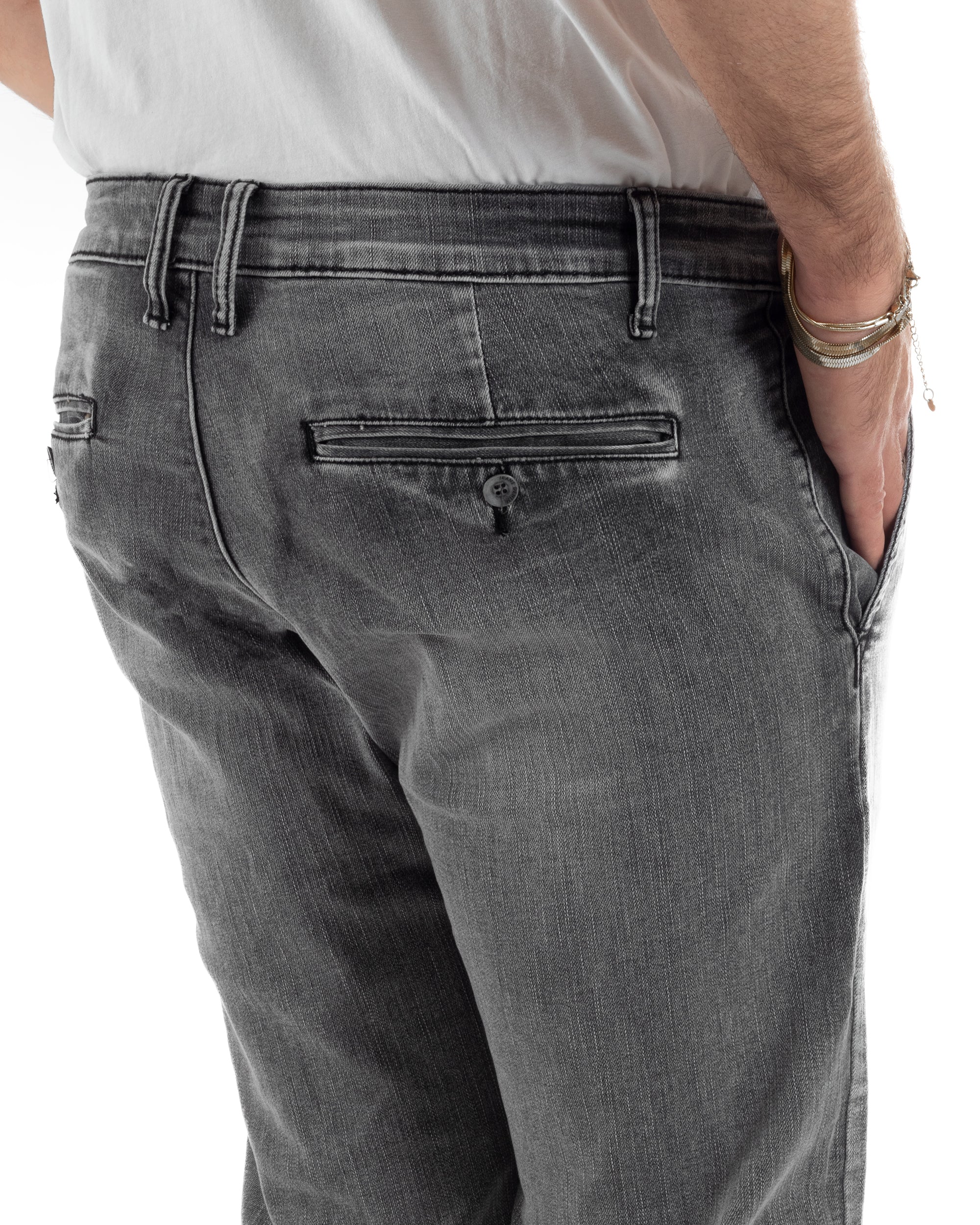 Jeans uomo pantaloni tasche america slim fit basic denim grigio GIOSAL-JS1190A
