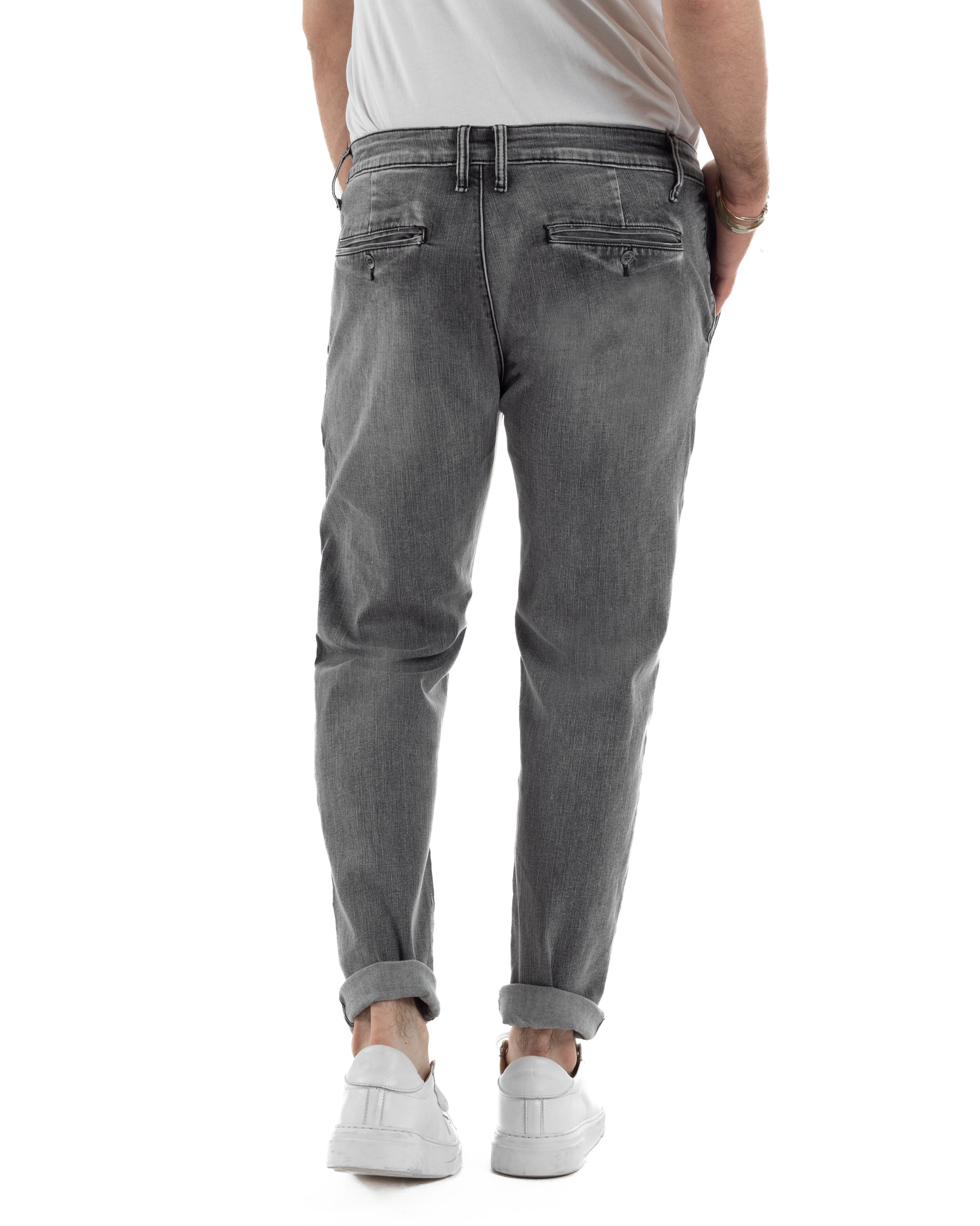 Jeans uomo pantaloni tasche america slim fit basic denim grigio GIOSAL-JS1190A