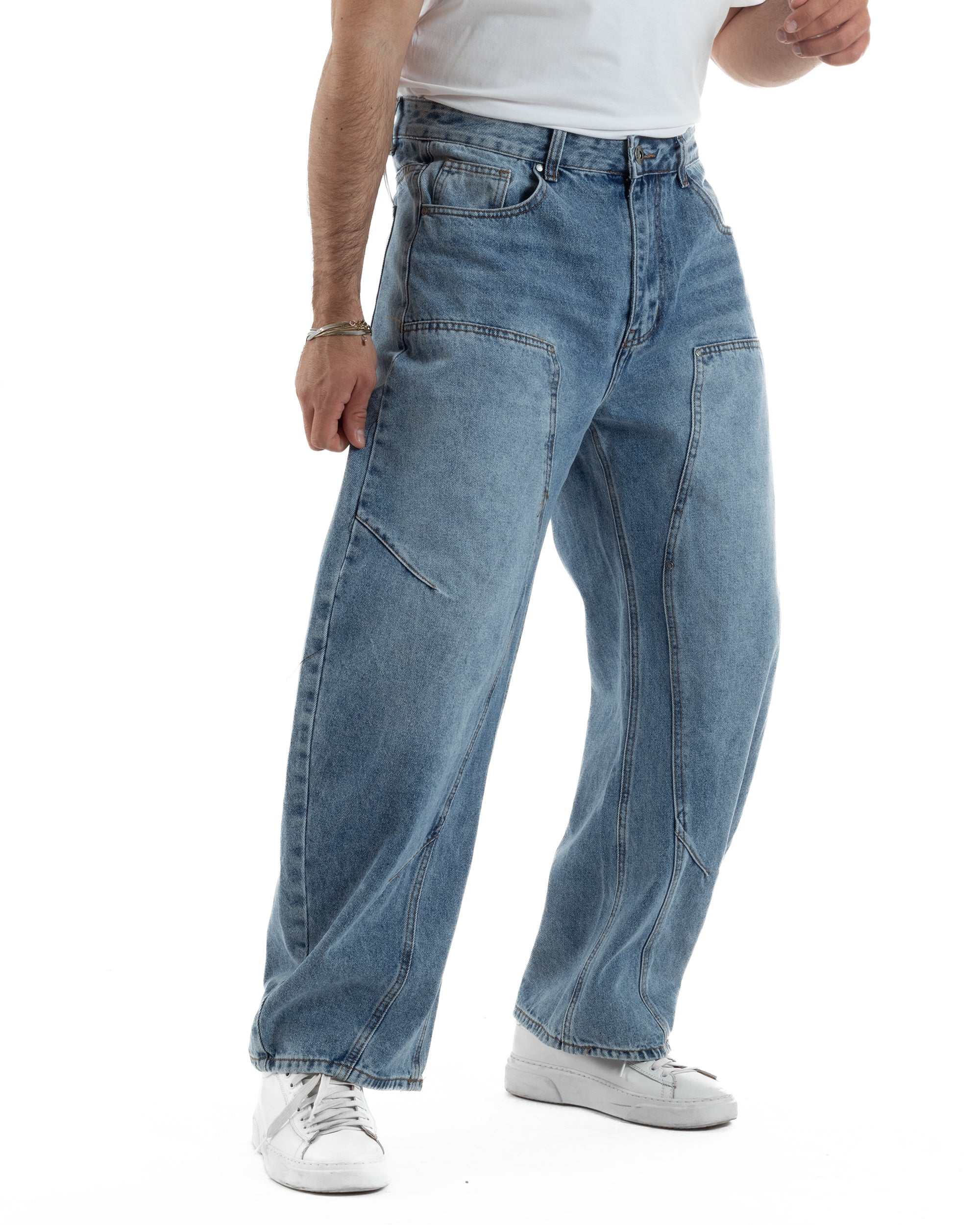 Jeans uomo balloon fit street baggy basic denim medio GIOSAL-JS1193A