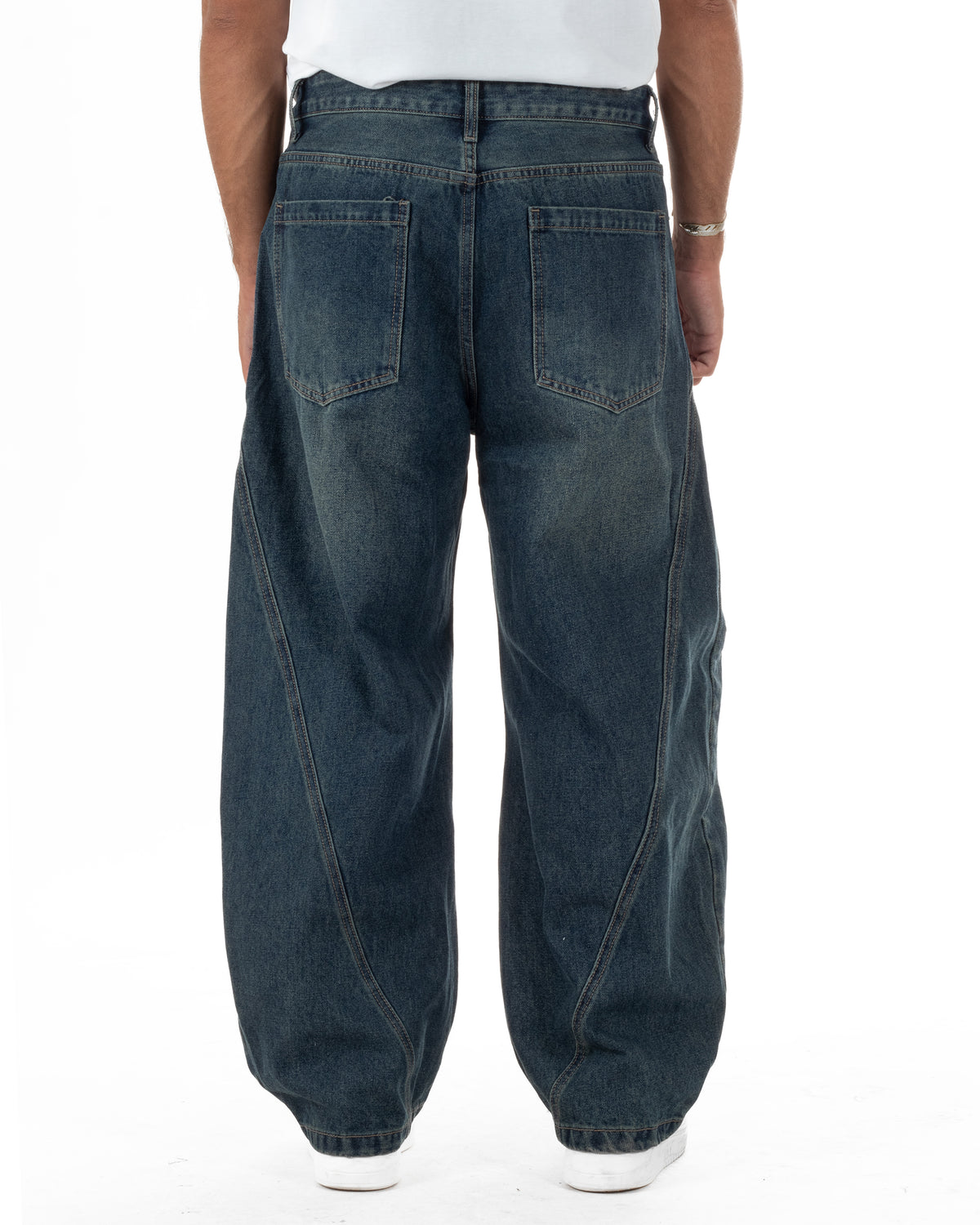 Jeans uomo balloon fit baggy washed denim sabbiato GIOSAL-JS1197A