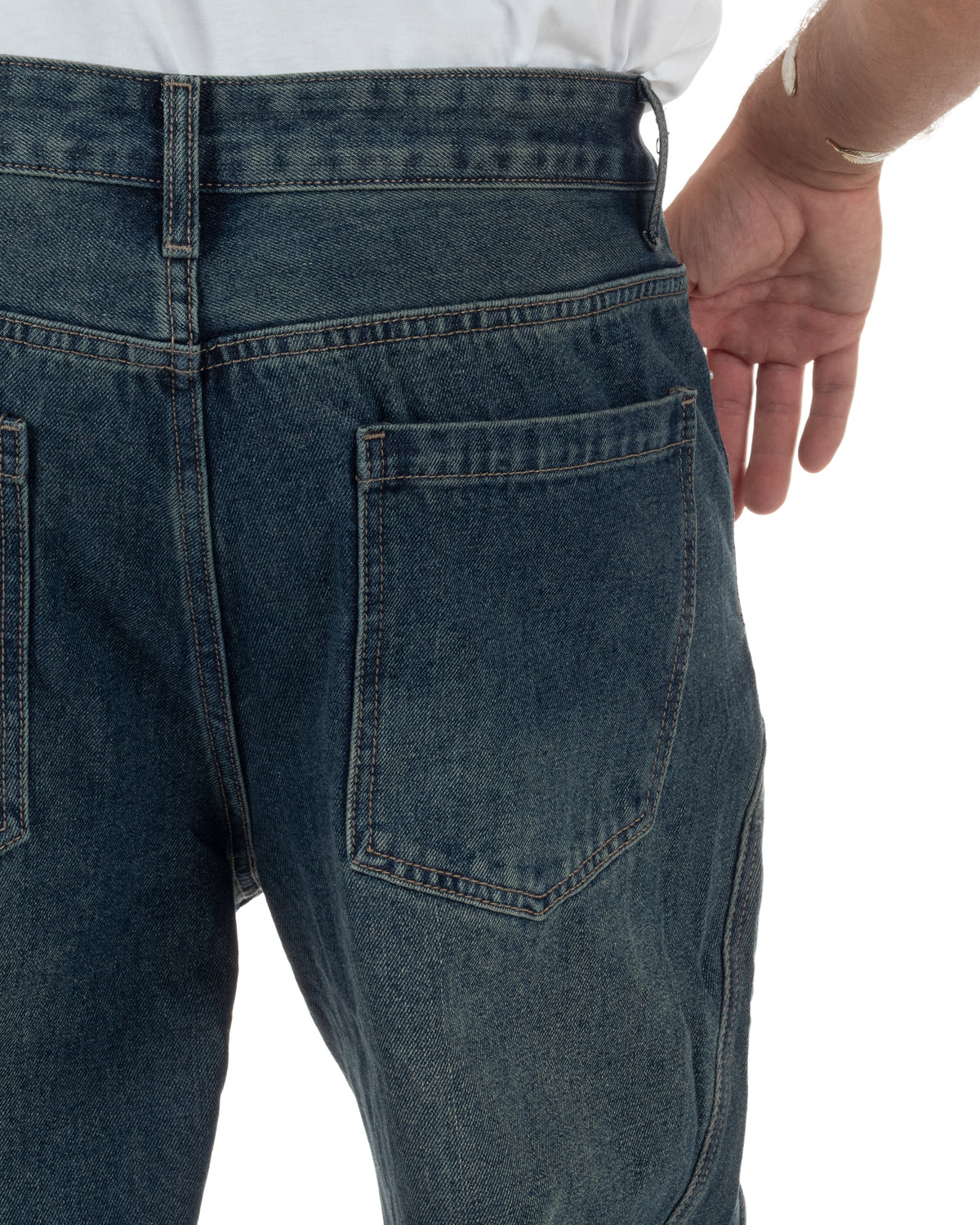 Jeans uomo balloon fit baggy washed denim sabbiato GIOSAL-JS1197A