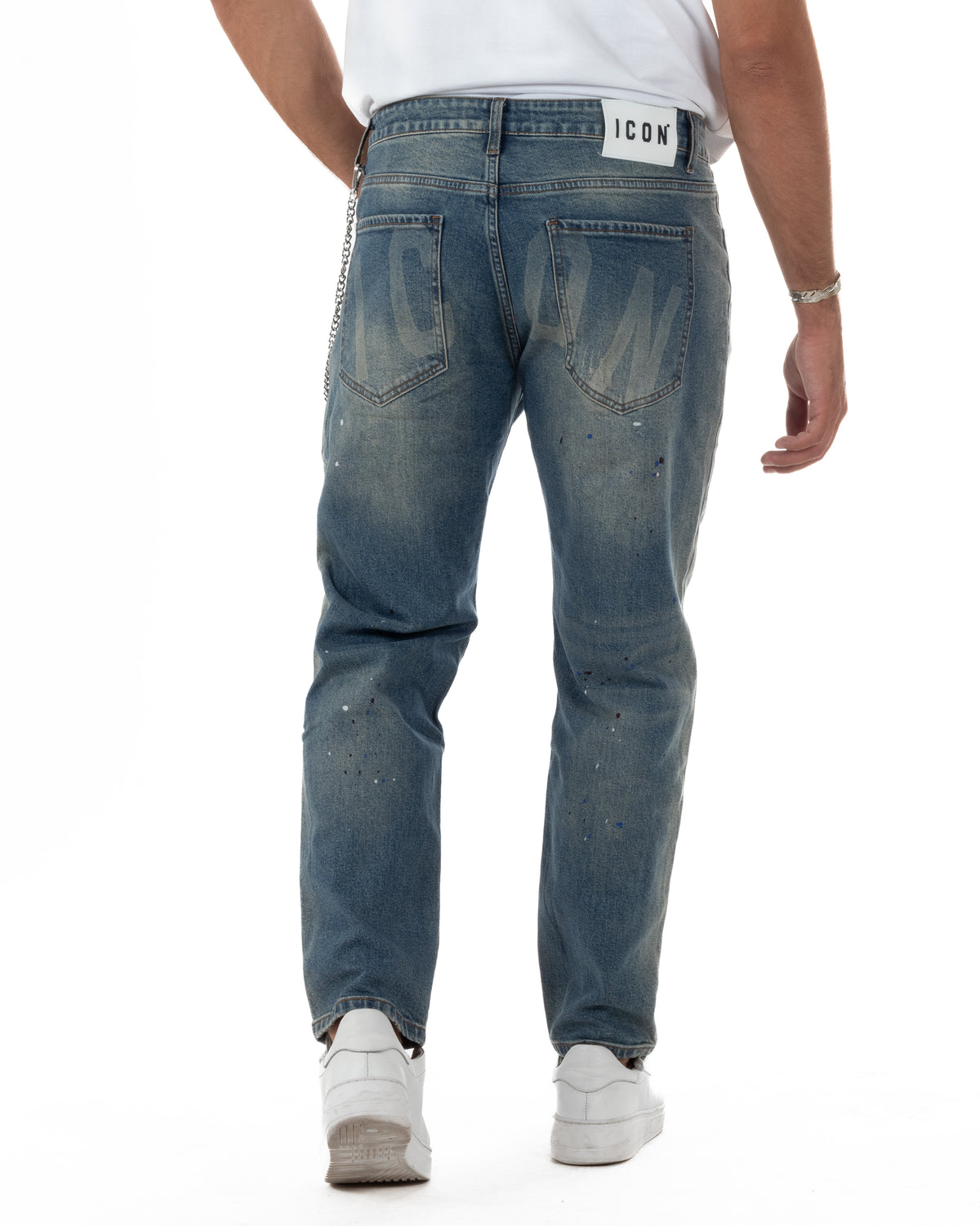 Jeans uomo streetwear slim fit washed paint denim sabbiato ICON IUD041