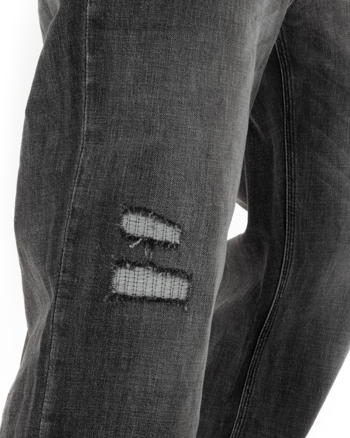 Jeans streetwear uomo ICON in denim nero con rotture