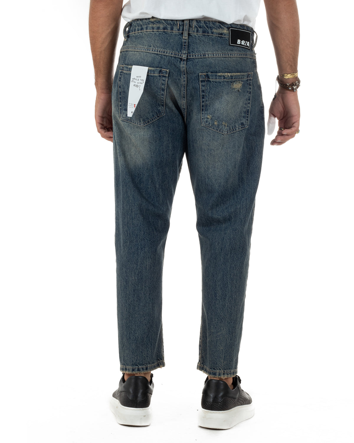 Jeans uomo straight-fit washed con abrasioni denim sabbiato Berna-M 262289-30