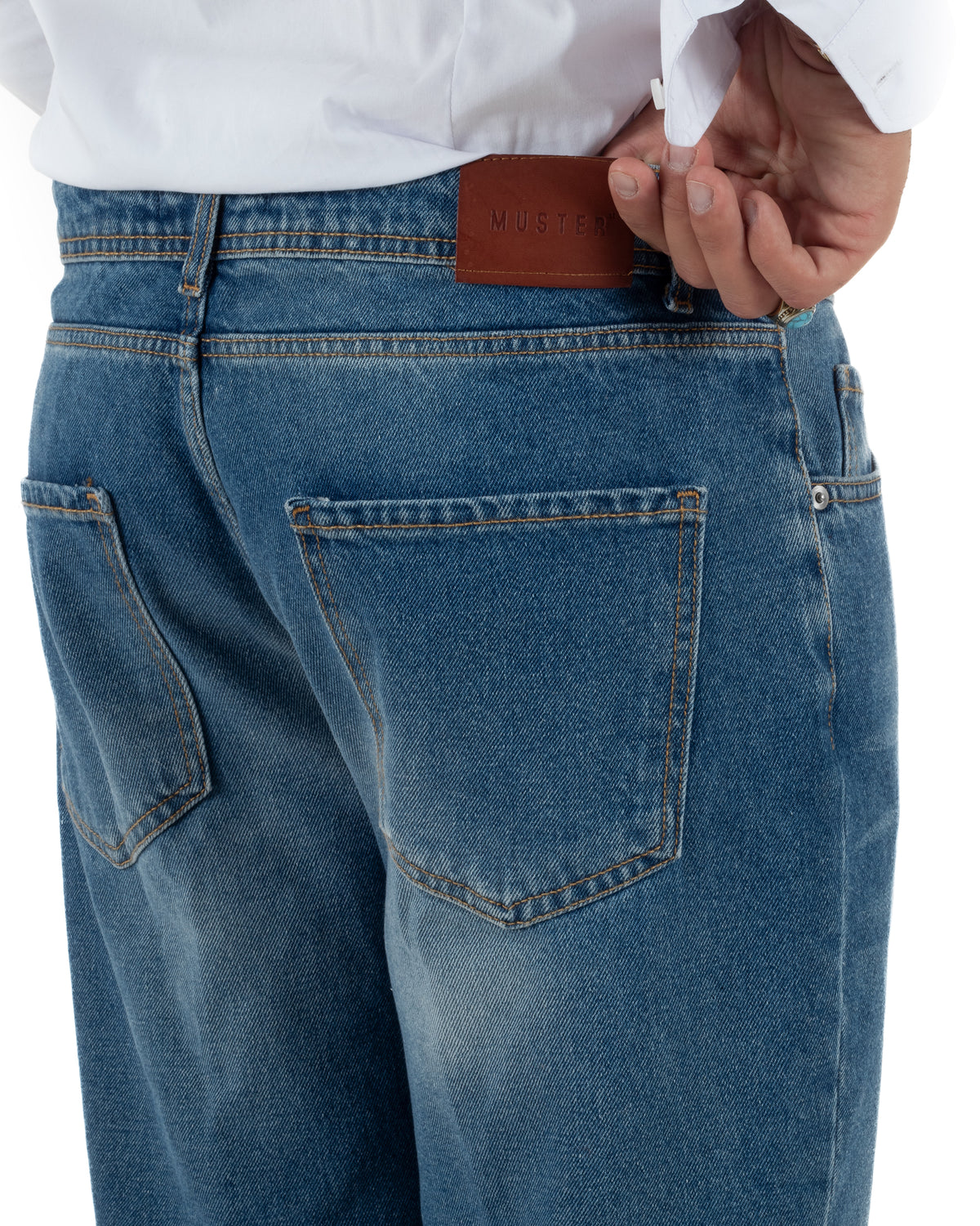 Jeans uomo stone washed cinque tasche denim GIOSAL-JS1205A