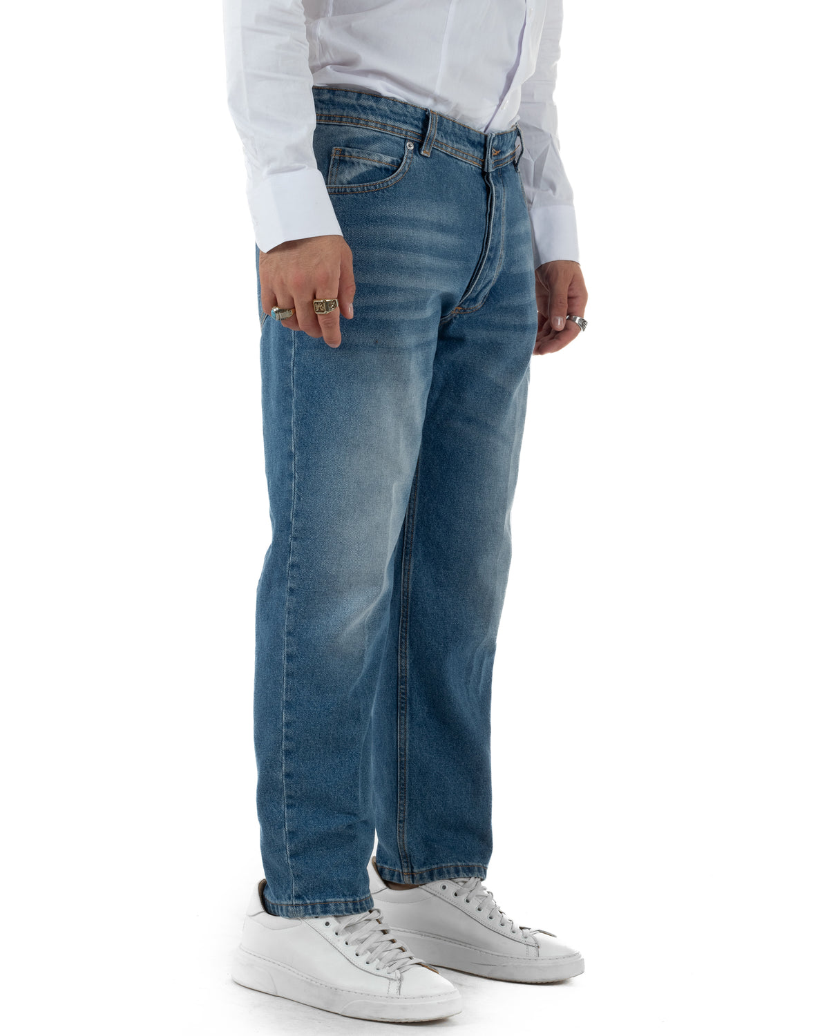 Jeans uomo stone washed cinque tasche denim GIOSAL-JS1205A
