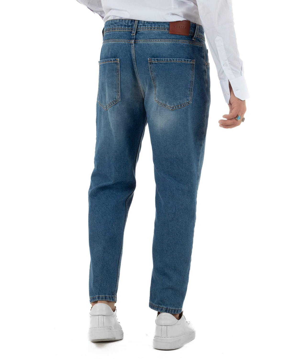 Jeans uomo stone washed cinque tasche denim GIOSAL-JS1205A