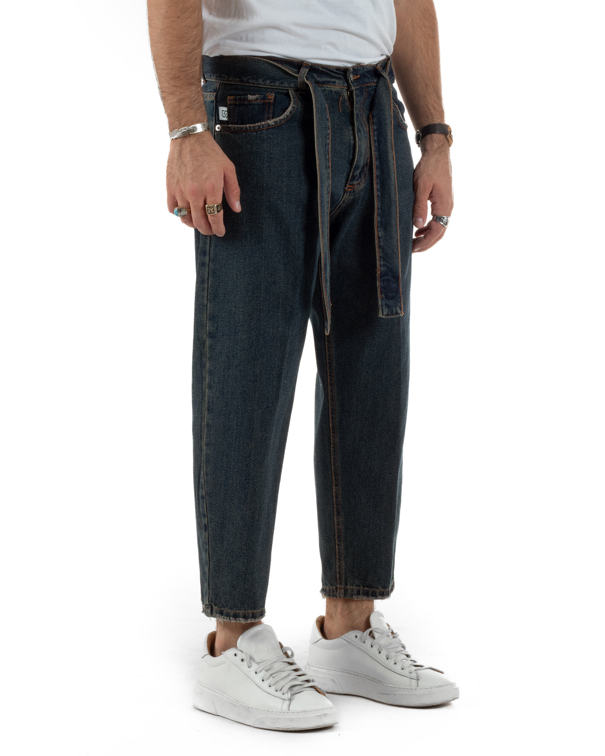 Jeans uomo carrot fit basic cintura denim sabbiato BlackSunday JS1216A