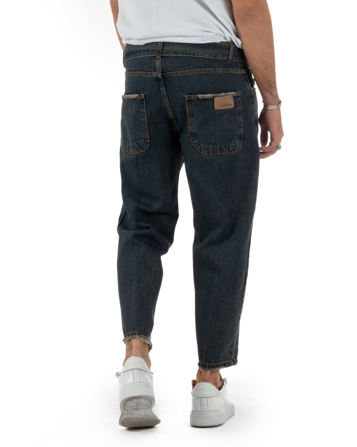Jeans uomo carrot fit basic cintura denim sabbiato BlackSunday JS1216A