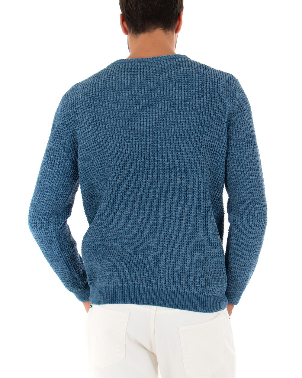 Men's Sweater Long Sleeves Chenille Solid Color Avion Round Neck GIOSAL