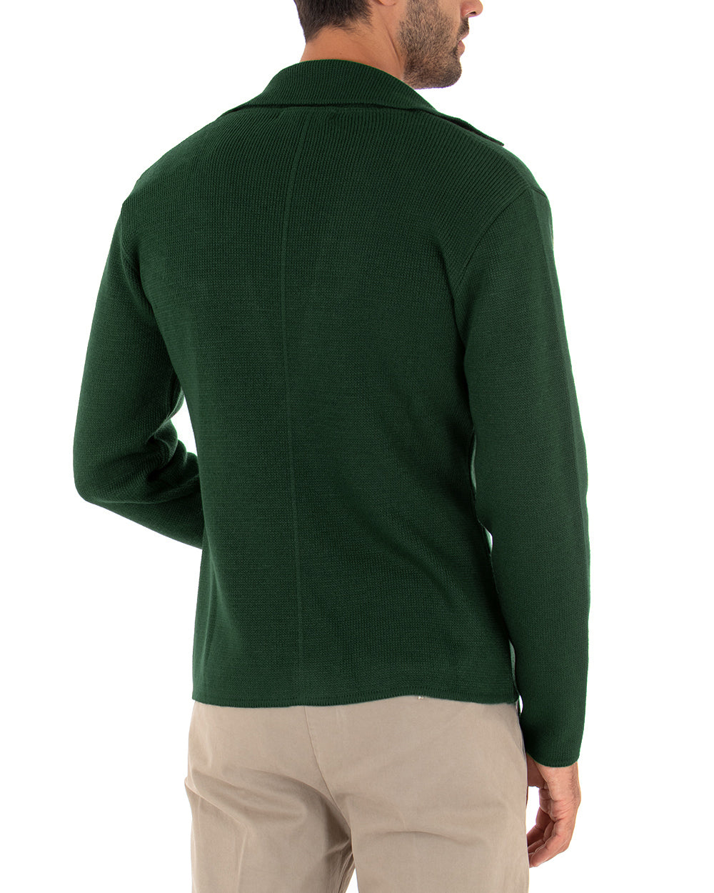 Cardigan uomo giacca con bottoni maglia pochette invernale casual verde GIOSAL-M2666A