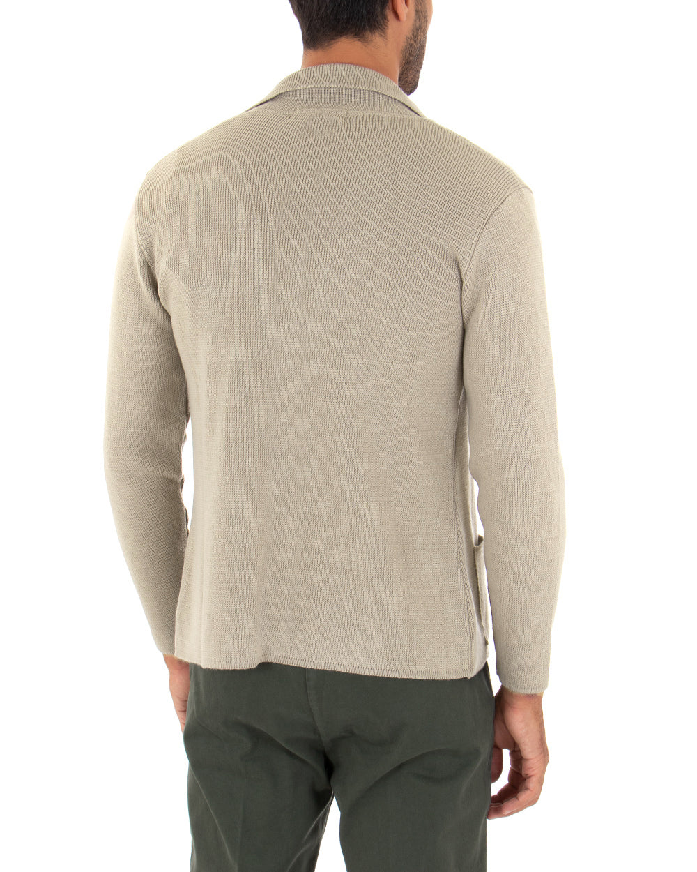 Cardigan uomo giacca con bottoni maglia cotone casual beige GIOSAL-M2667A