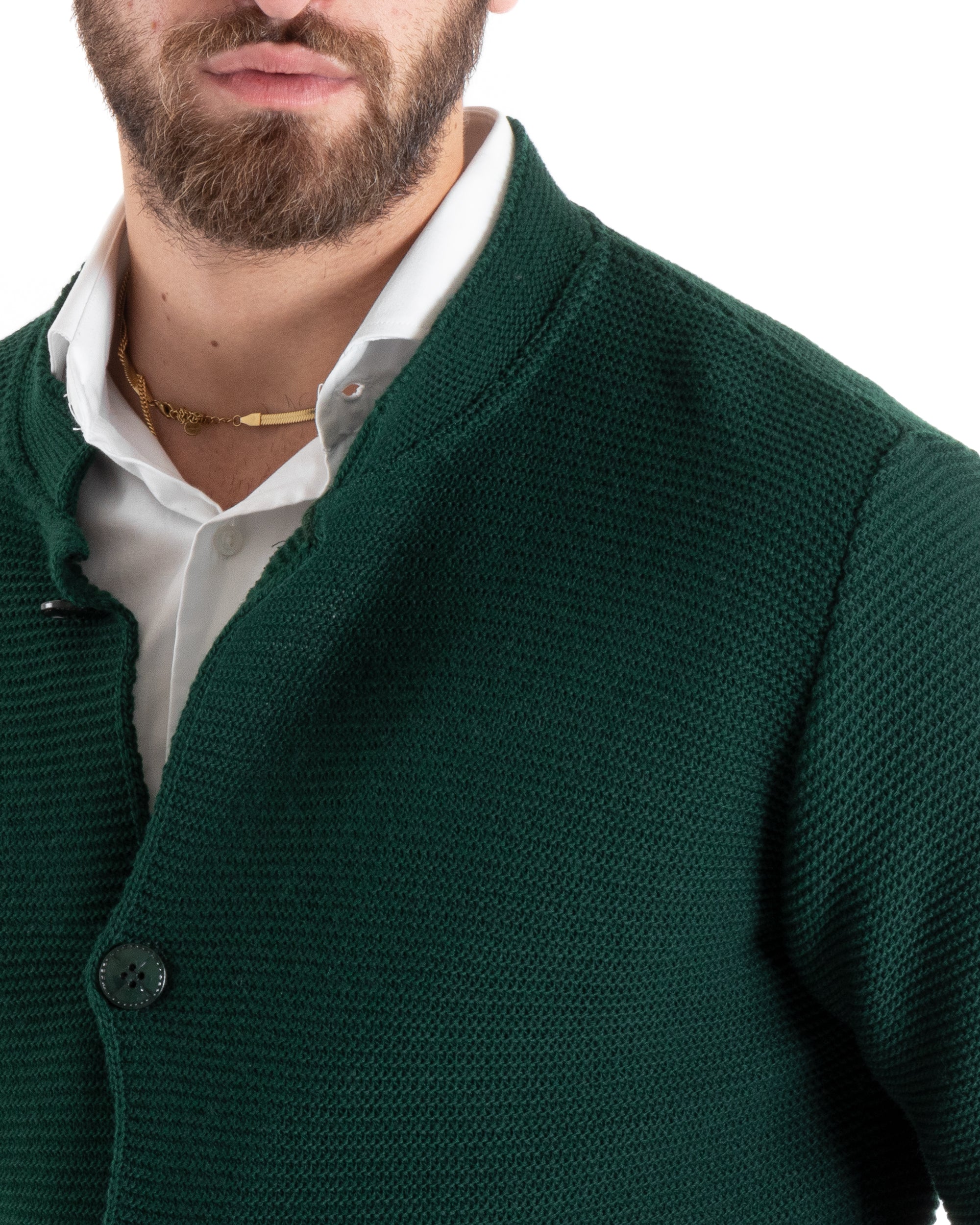 Men's Cardigan Korean Collar Single-breasted Sweater Knitted Jacket With Buttons Casual Green GIOSAL-M2673A