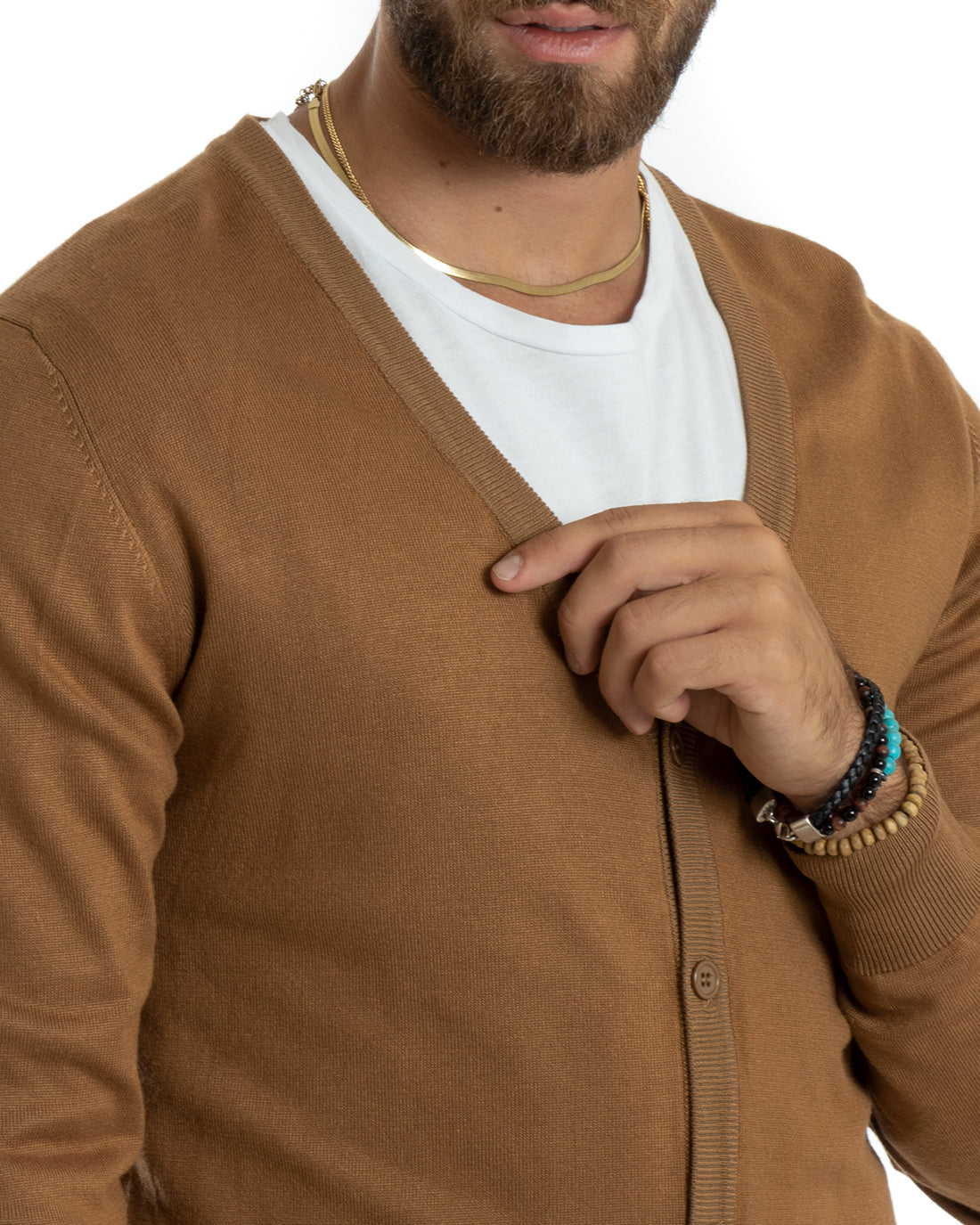 Men's Cardigan Jacket With Buttons V-Neck Sweater English Knit Petrol GIOSAL-M2678A