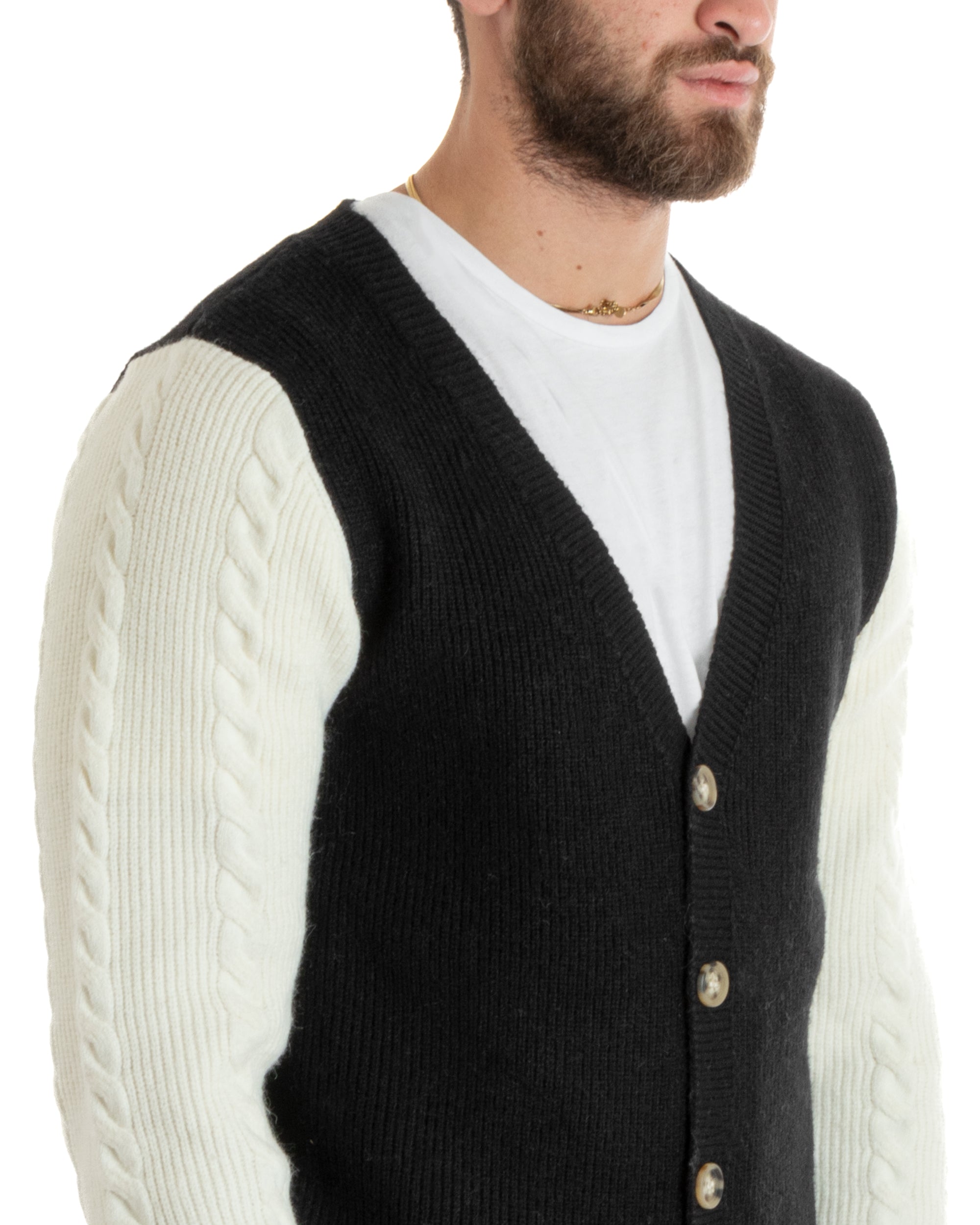 Men's Cardigan Jacket With Buttons Knit Sweater Solid Color Casual Gray GIOSAL-M2662A