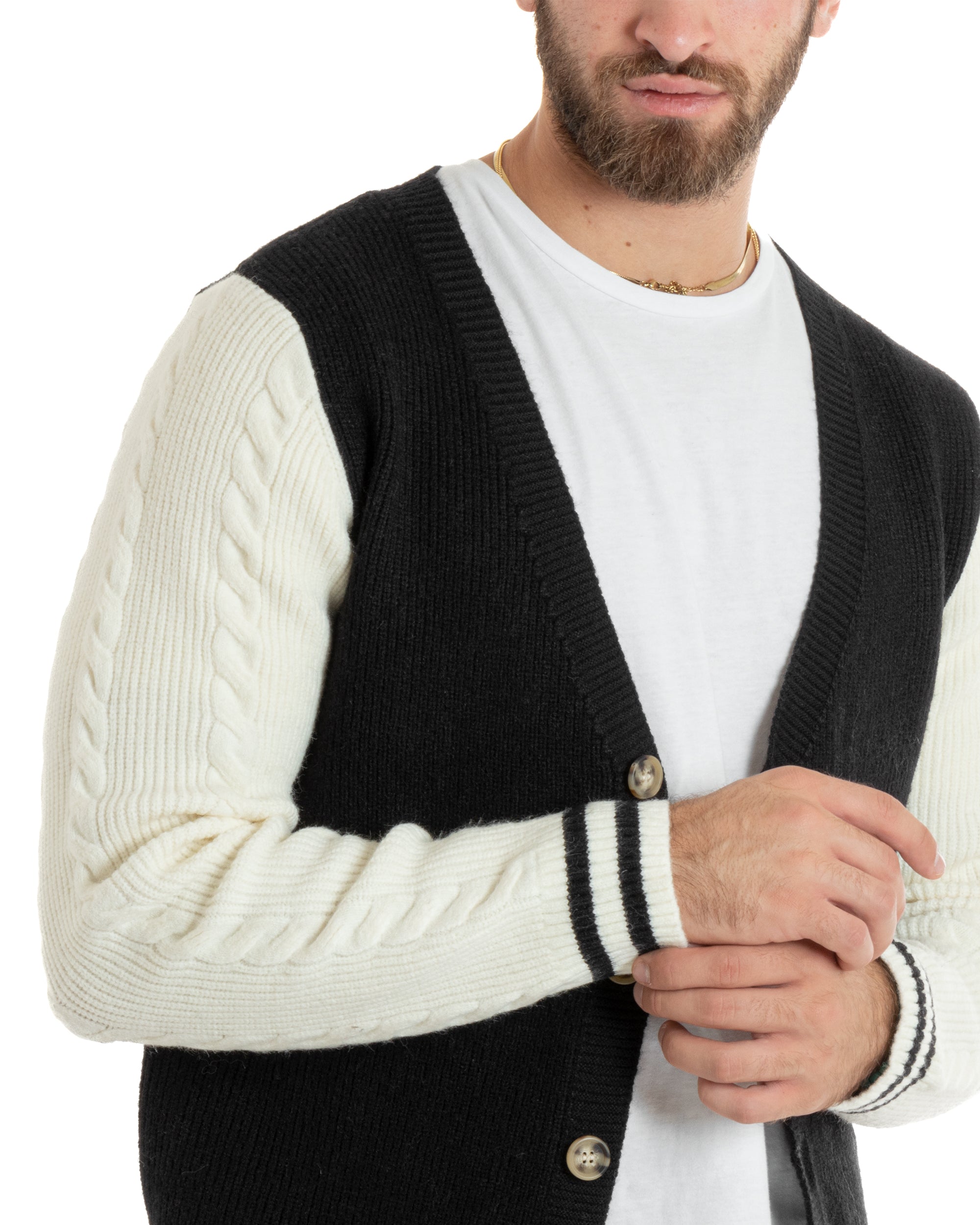 Men's Cardigan Jacket With Buttons Knit Sweater Solid Color Casual Gray GIOSAL-M2662A